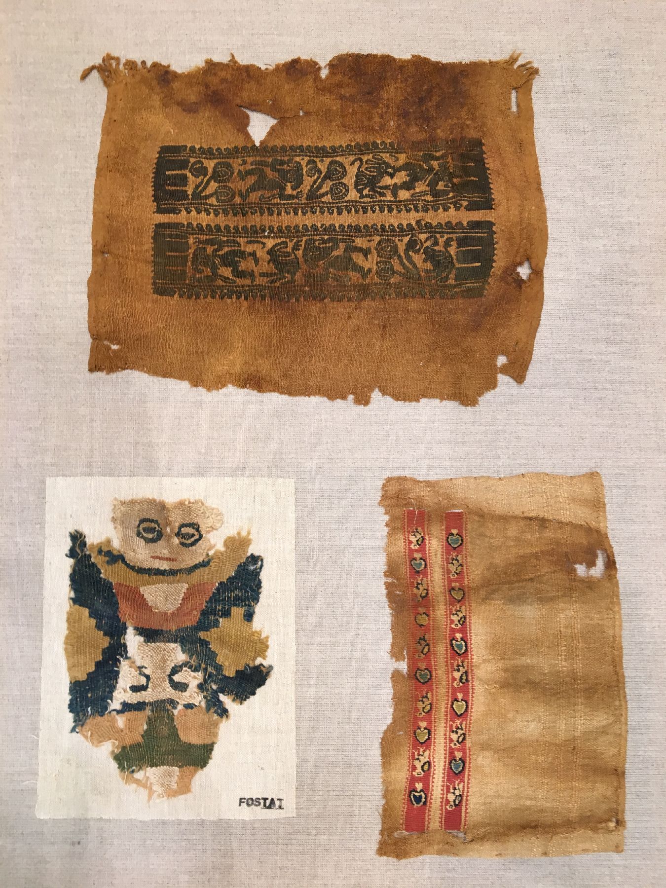 Detail a: (3 Lots) 13x seltene Koptische "Textilfragmente" antik, Ägypten, 4.-7.Jhd., Wolle mit teilweise Baumwolle gewebt auf Wolle. Frühe ...