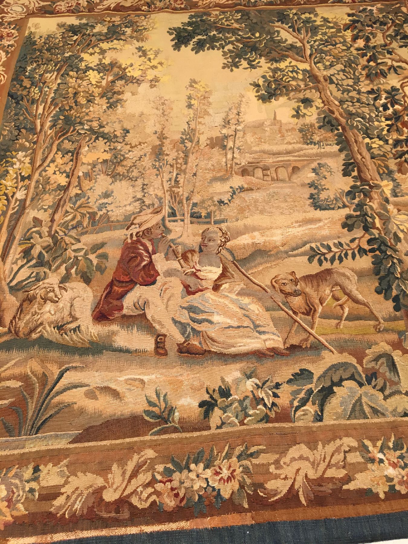 Detail a: Aubosson "Tapisserie" antik, Frankreich, 19.Jhd., Wolle mit Seide. Französische Tapisserie aus den Werkstätten von Aubosson. Dekorativ, ...