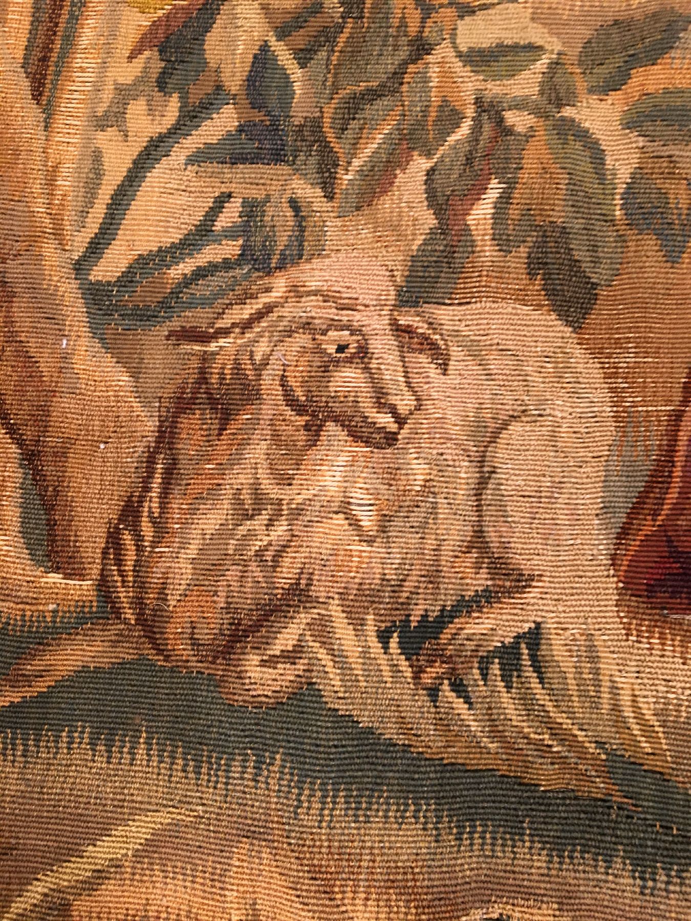 Detail e: Aubosson "Tapisserie" antik, Frankreich, 19.Jhd., Wolle mit Seide. Französische Tapisserie aus den Werkstätten von Aubosson. Dekorativ, ...