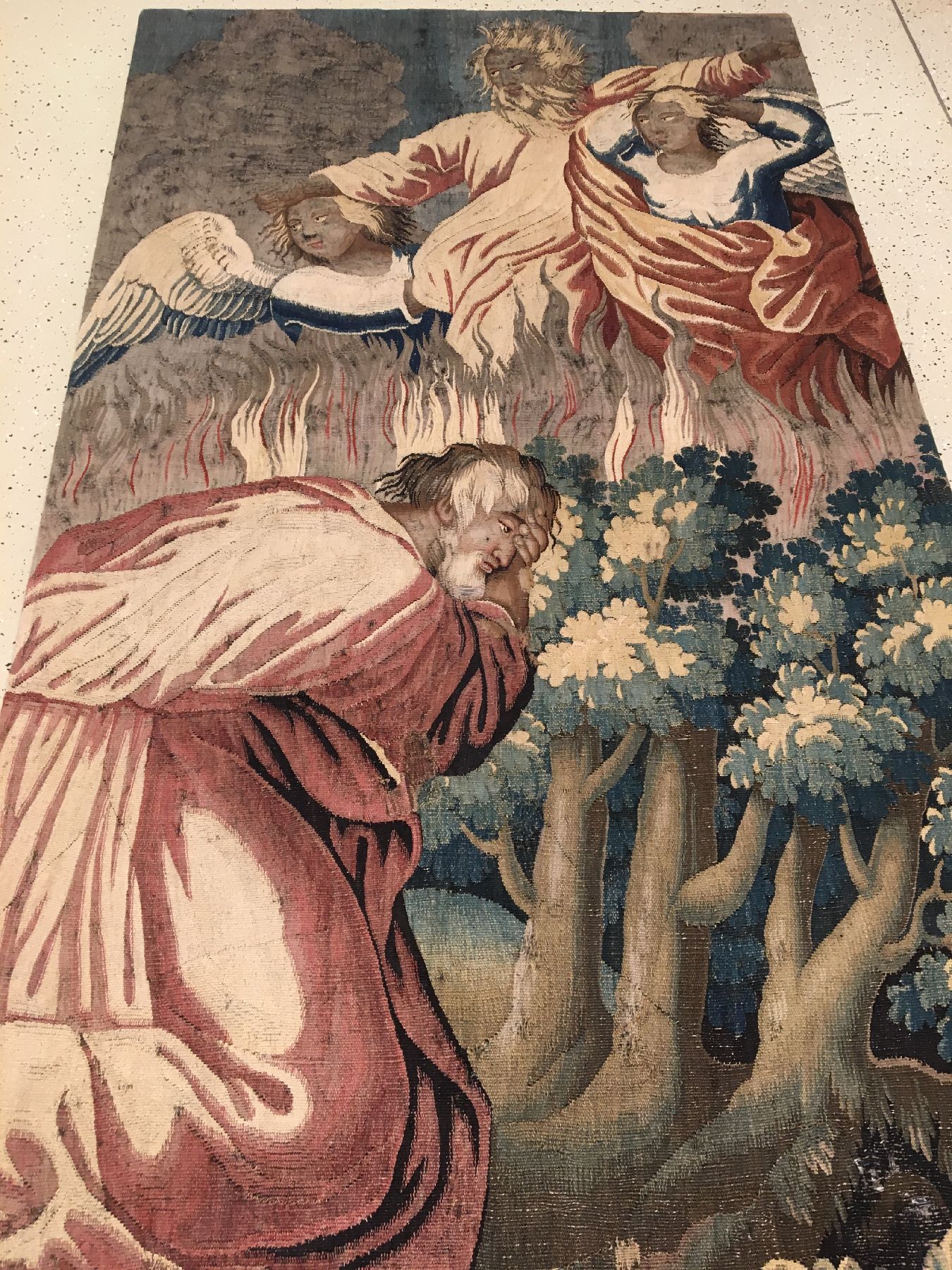 Detail a: Brüsseler "Tapisserie" antik (Fragment), Flandern, Ende 17.Jhd., Wolle mit Seide. Rare Tapisserie aus den Meisterwerkstätten in ...