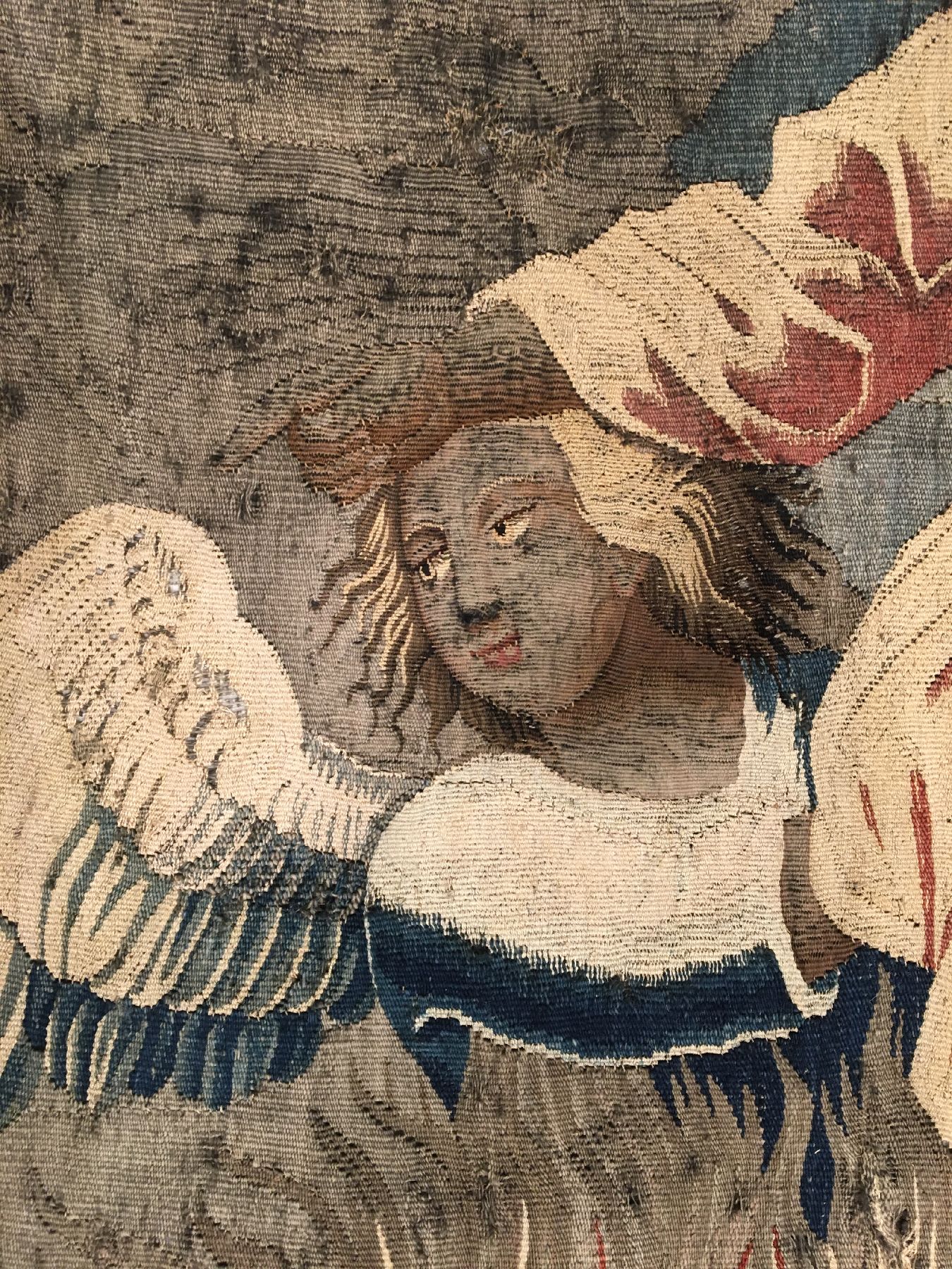 Detail e: Brüsseler "Tapisserie" antik (Fragment), Flandern, Ende 17.Jhd., Wolle mit Seide. Rare Tapisserie aus den Meisterwerkstätten in ...