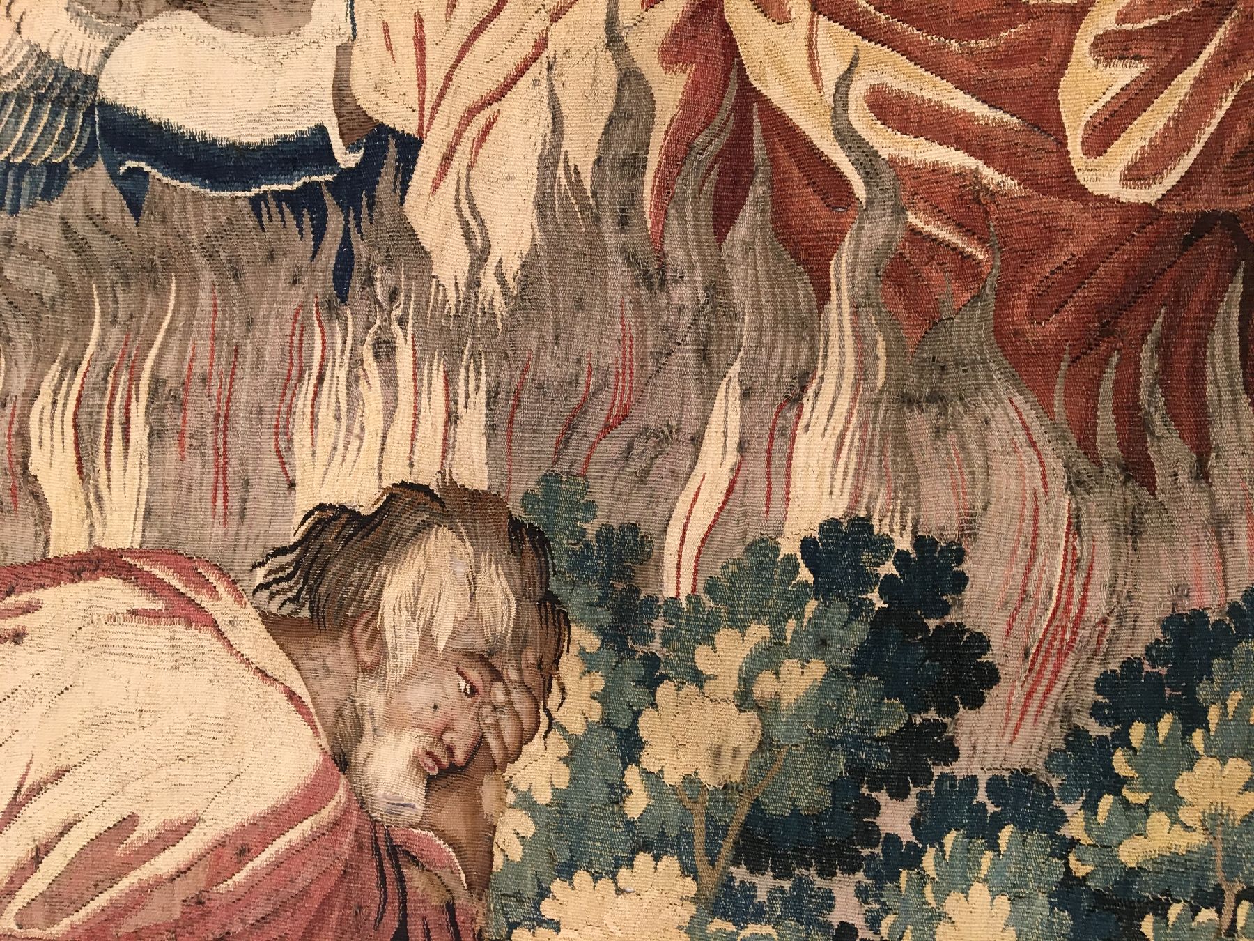 Detail g: Brüsseler "Tapisserie" antik (Fragment), Flandern, Ende 17.Jhd., Wolle mit Seide. Rare Tapisserie aus den Meisterwerkstätten in ...