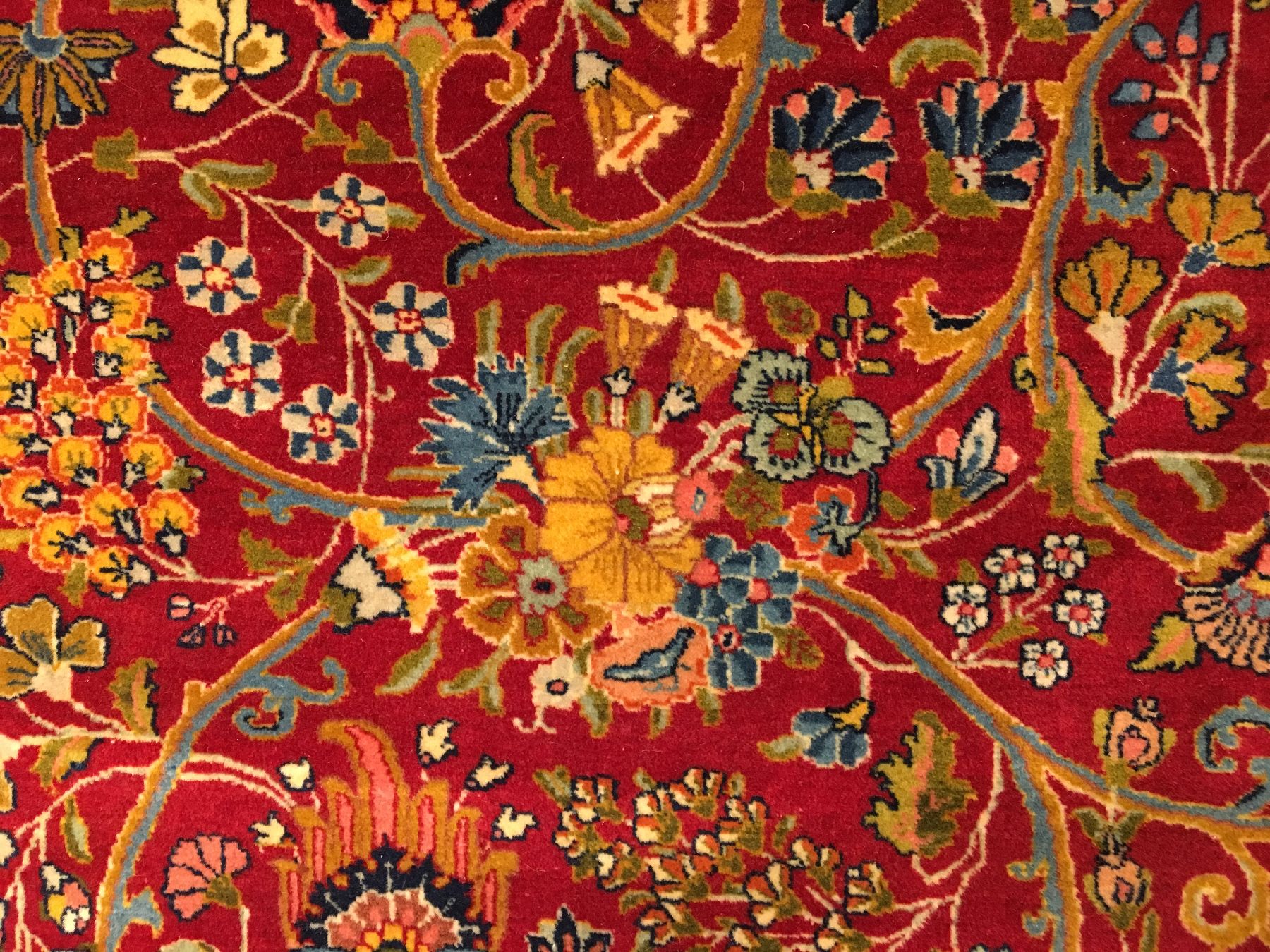 Detail e: Großer sehr feiner Täbriz alt (70 RAJ), Nordwestpersien, um 1940, Korkwolle geknüpft auf Baumwolle. Sehr feiner und wertvoller Täbriz in 70-RAJ ...