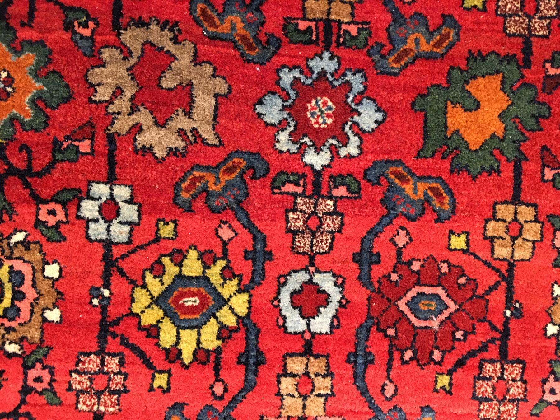 Detail d: Großer Bidjar antik (Harschang Design), Nordwestpersien, Ende 19.Jhd., Korkwolle geknüpft auf Baumwolle. Dekorativer Bidjar mit Harschang ...