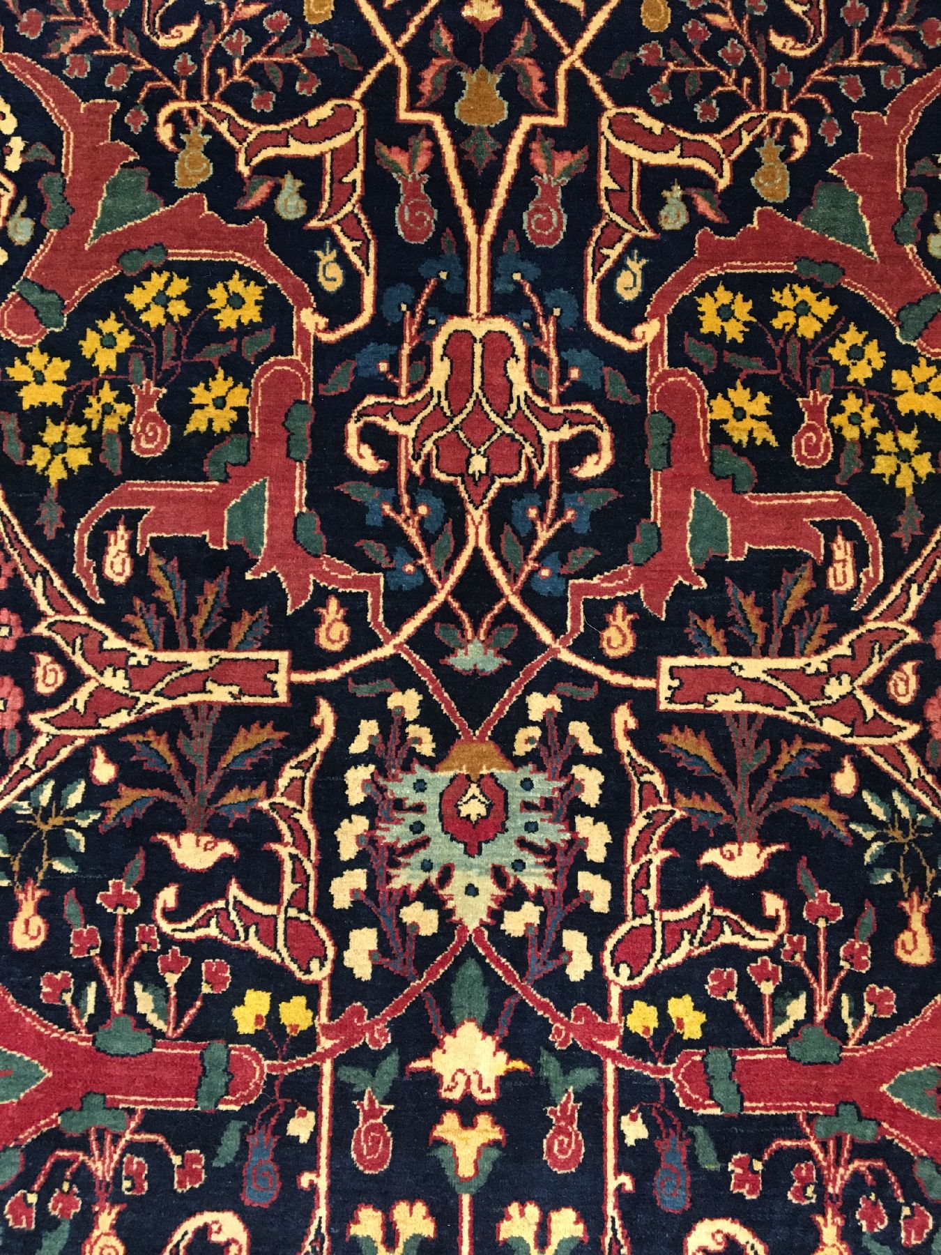 Detail d: Großer feiner Teheran antik, Zentralpersien, Ende 19.Jhd., Korkwolle geknüpft auf Baumwolle. Hochdekorativer Teppich mit Arabesken allover Muster ...
