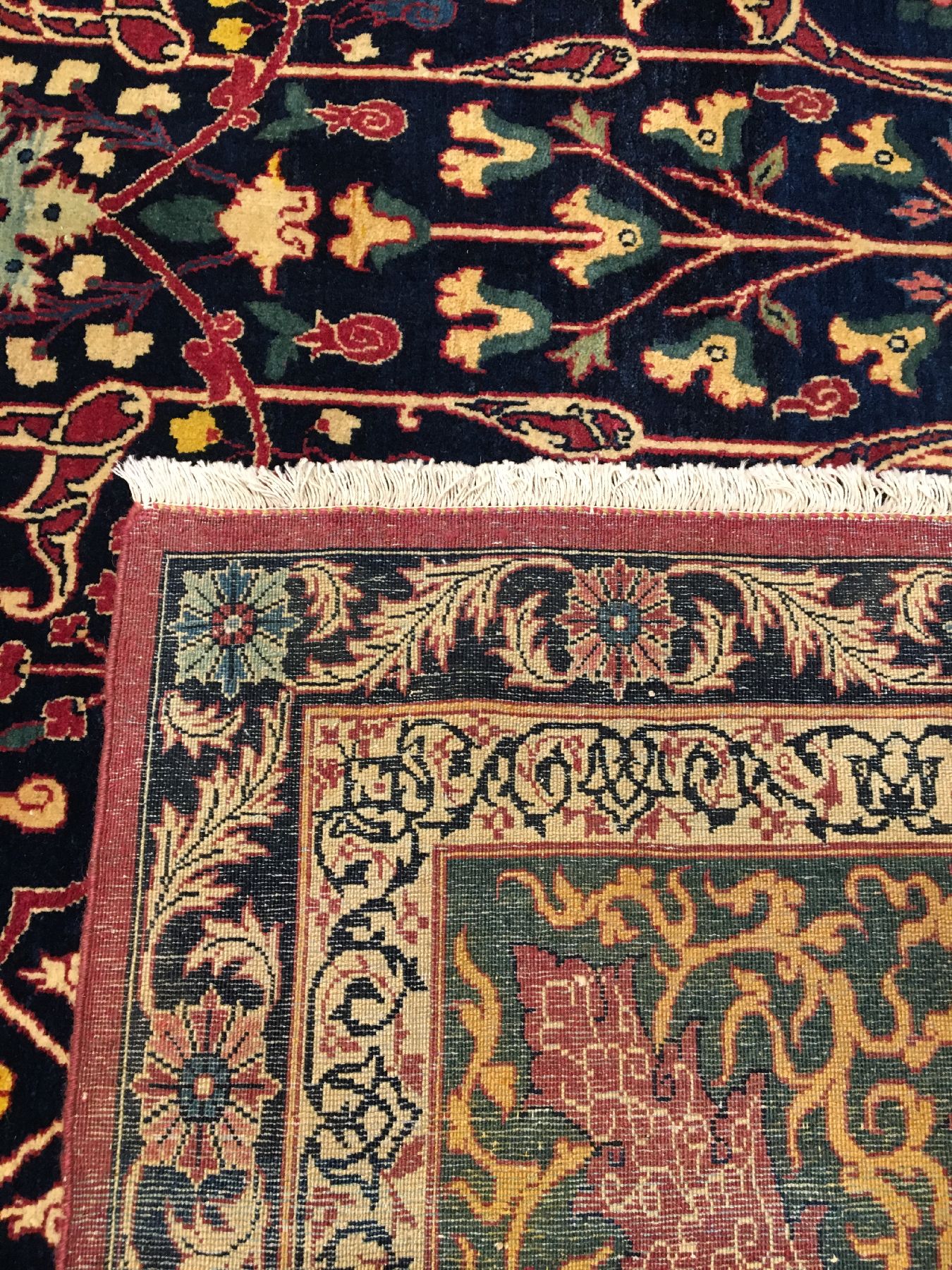 Detail h: Großer feiner Teheran antik, Zentralpersien, Ende 19.Jhd., Korkwolle geknüpft auf Baumwolle. Hochdekorativer Teppich mit Arabesken allover Muster ...
