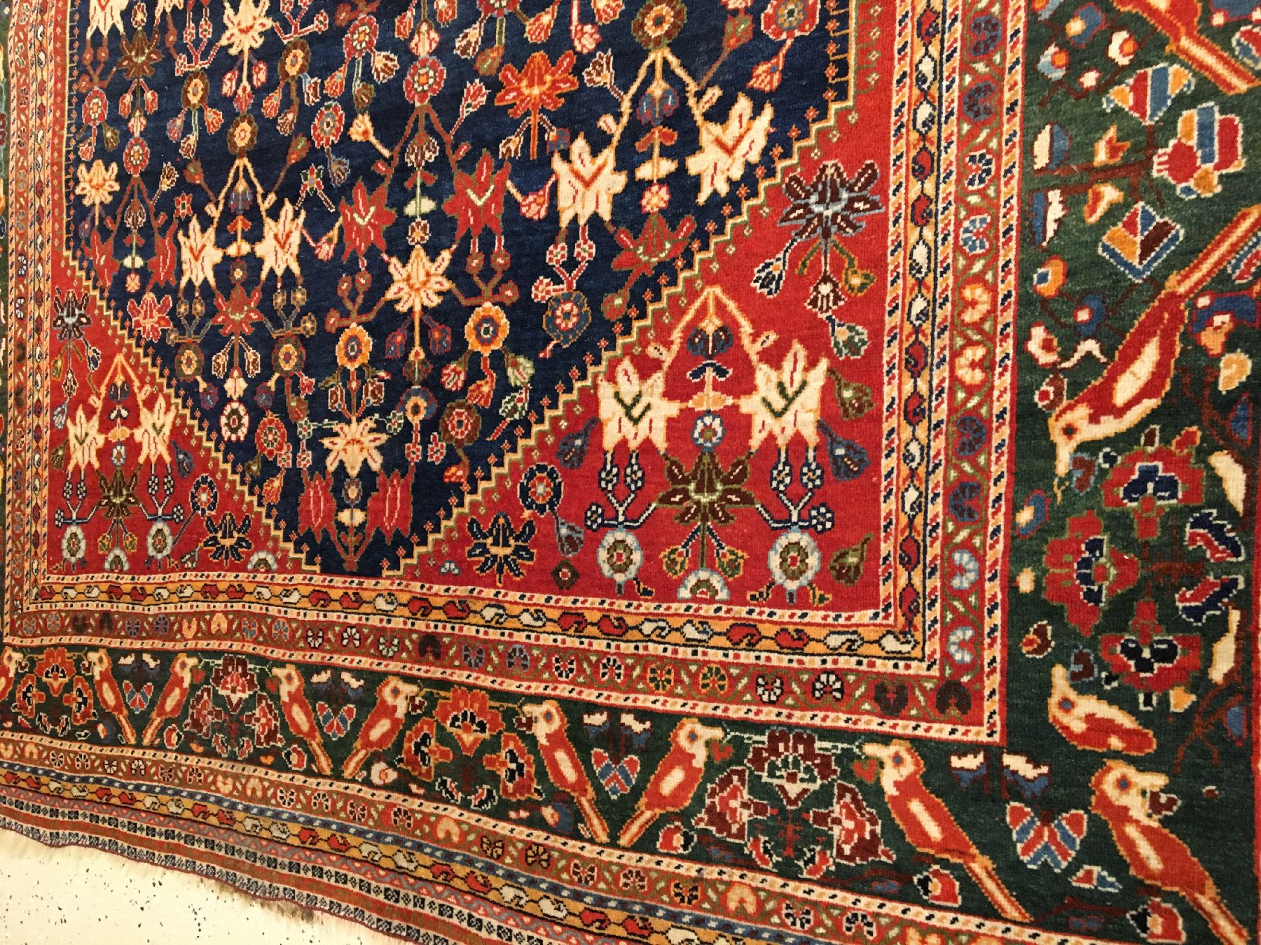 Detail b: Feiner Gaschgai "Gaschguli" antik, Südwestpersien Fars-Gebiet, Ende 19.Jhd., Wolle geknüpft auf Wolle. Feiner Knüpfteppich des ...