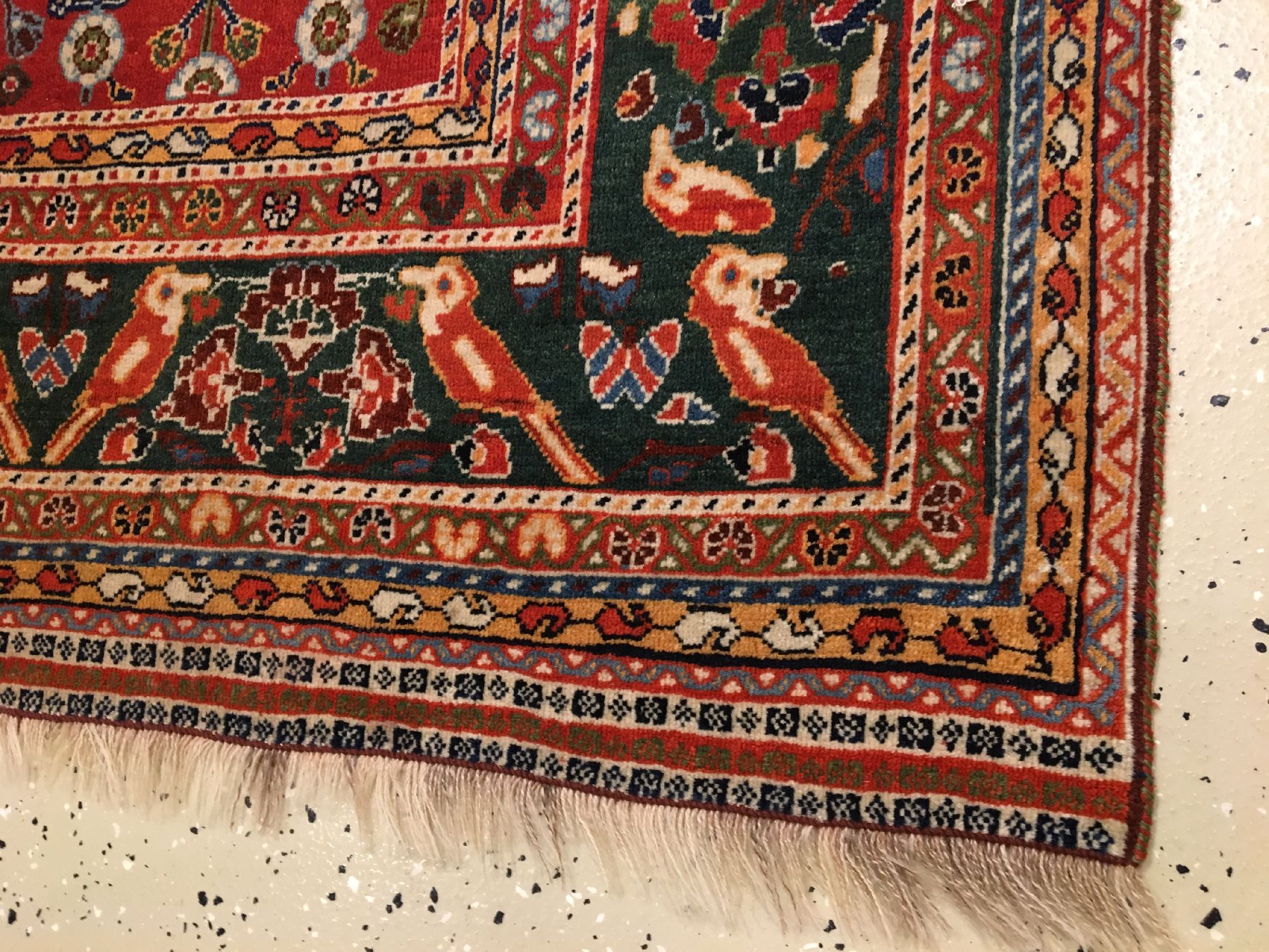 Detail h: Feiner Gaschgai "Gaschguli" antik, Südwestpersien Fars-Gebiet, Ende 19.Jhd., Wolle geknüpft auf Wolle. Feiner Knüpfteppich des ...