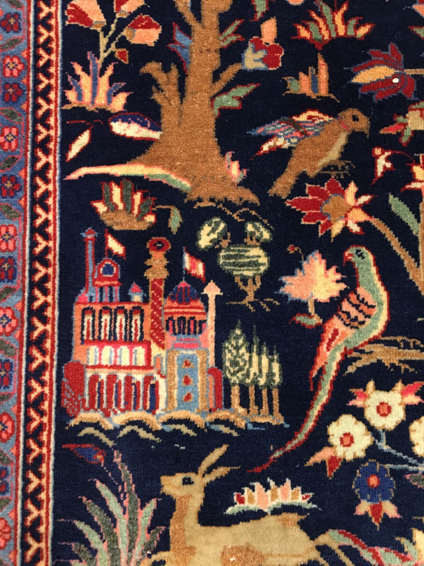 Detail e: Feiner "Manchester" Keschan antik (Lebensbaum), Zentralpersien, um 1900, Korkwolle geknüpft auf Baumwolle. Hochwertiger Keschan in sehr ...