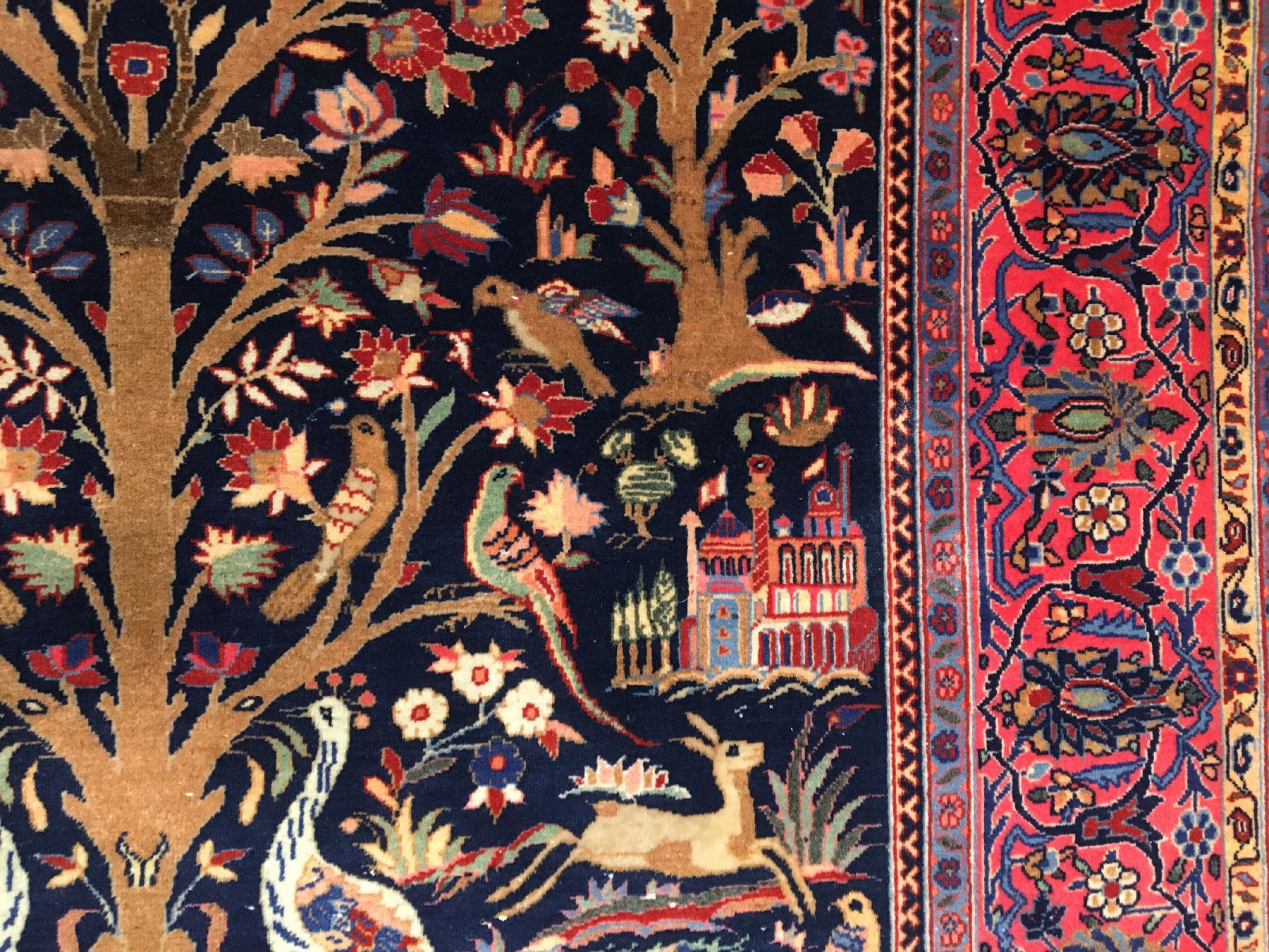 Detail f: Feiner "Manchester" Keschan antik (Lebensbaum), Zentralpersien, um 1900, Korkwolle geknüpft auf Baumwolle. Hochwertiger Keschan in sehr ...