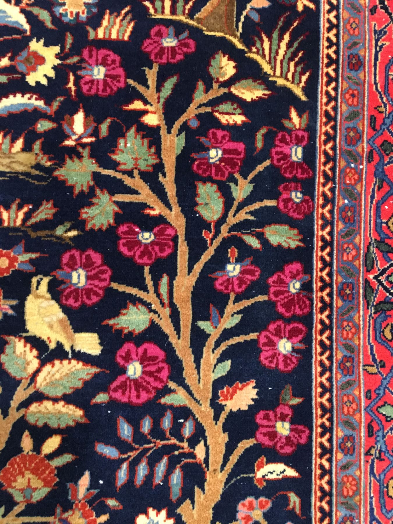 Detail g: Feiner "Manchester" Keschan antik (Lebensbaum), Zentralpersien, um 1900, Korkwolle geknüpft auf Baumwolle. Hochwertiger Keschan in sehr ...
