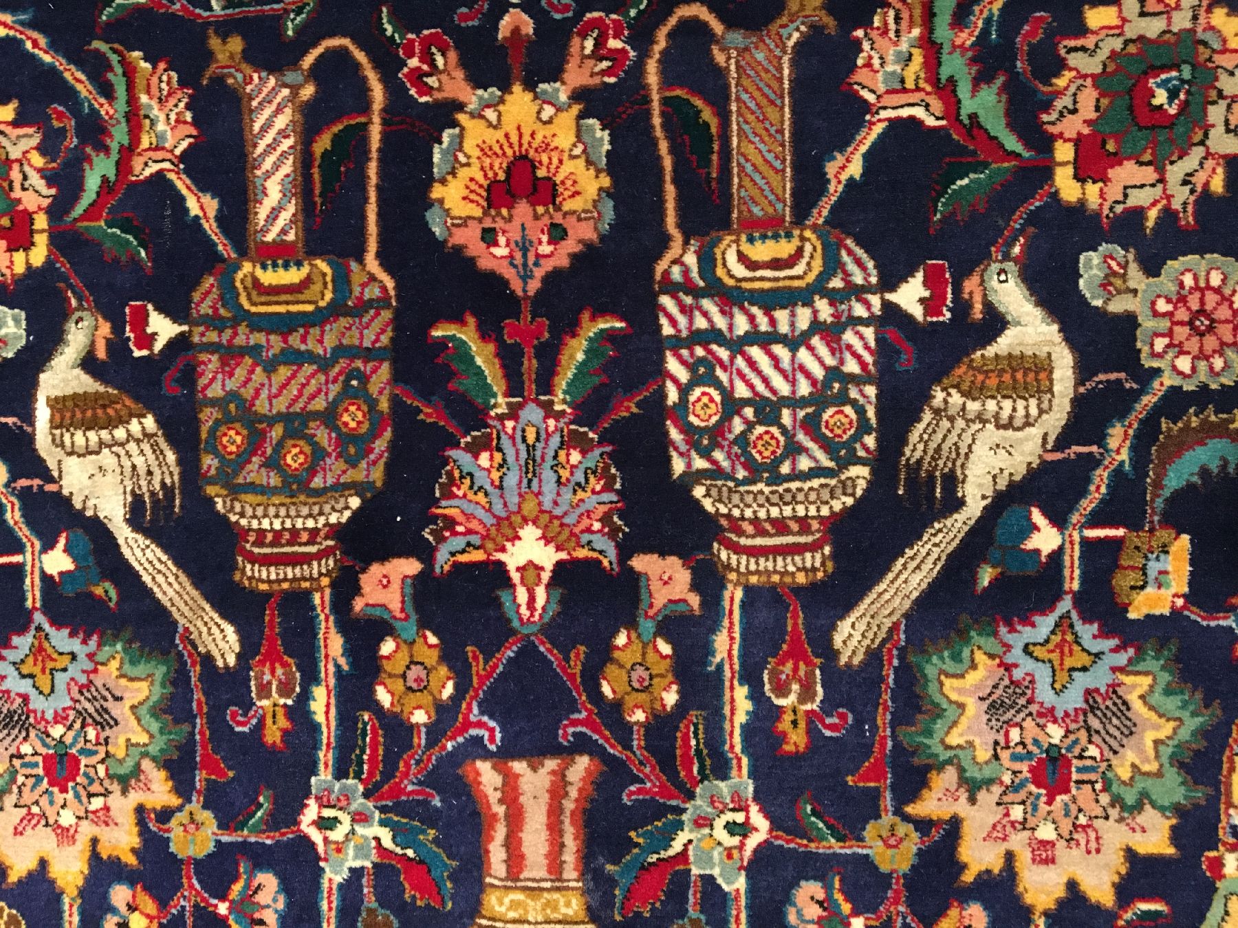 Detail f: Großer feiner Täbriz "Palasi" (Part-Silk) "Schloss-Palastteppich" alt "Vasenteppich" (Signiert) "50 RAJ" ...