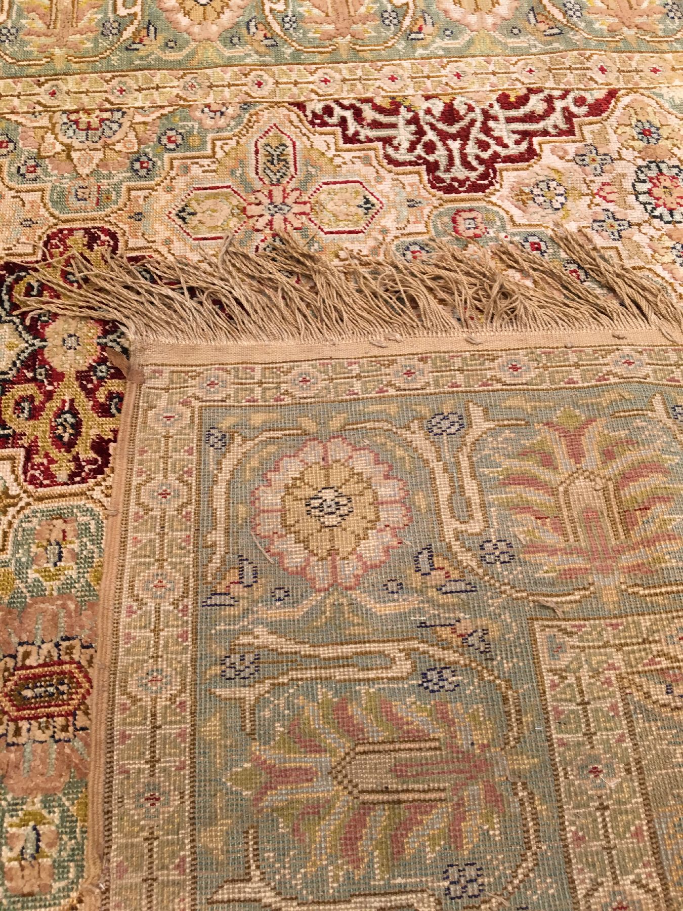 Detail f: Seiden Kaisery "Flosh" antik, Türkei, um 1890, Floshseide geknüpft auf Baumwolle. Dekorativer Seidenflosh Kaisery mit allover Muster und ...