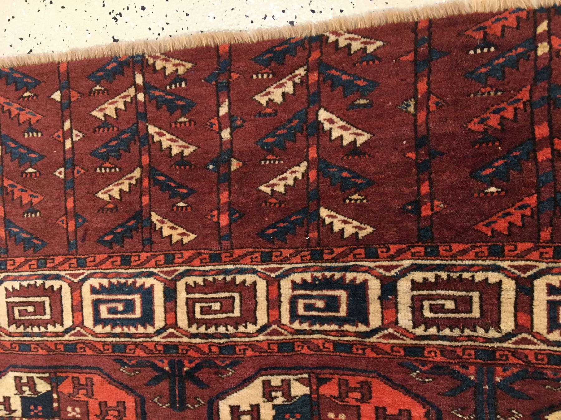 Detail f: Feiner Karadaschli "Hauptteppich" antik, Turkmenistan, frühes 19.Jhd., Wolle geknüpft auf Wolle. Fein geknüpfter Hauptteppich der ...
