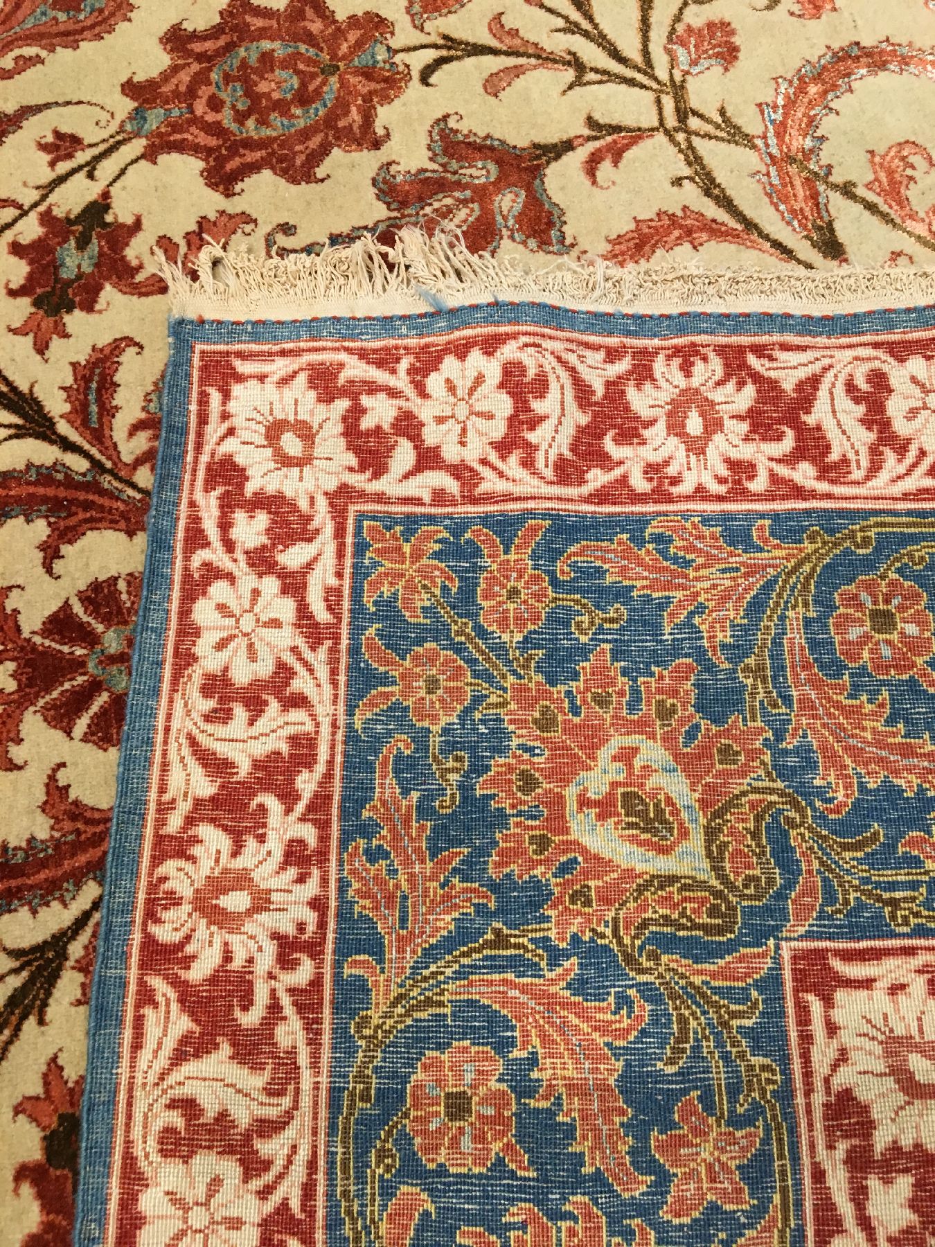 Detail i: Seltener großer feiner Teheran "Part-Silk" alt, Zentralpersien, um 1940, Korkwolle mitviel Seide geknüpft auf Baumwolle. Hochdekorativer ...
