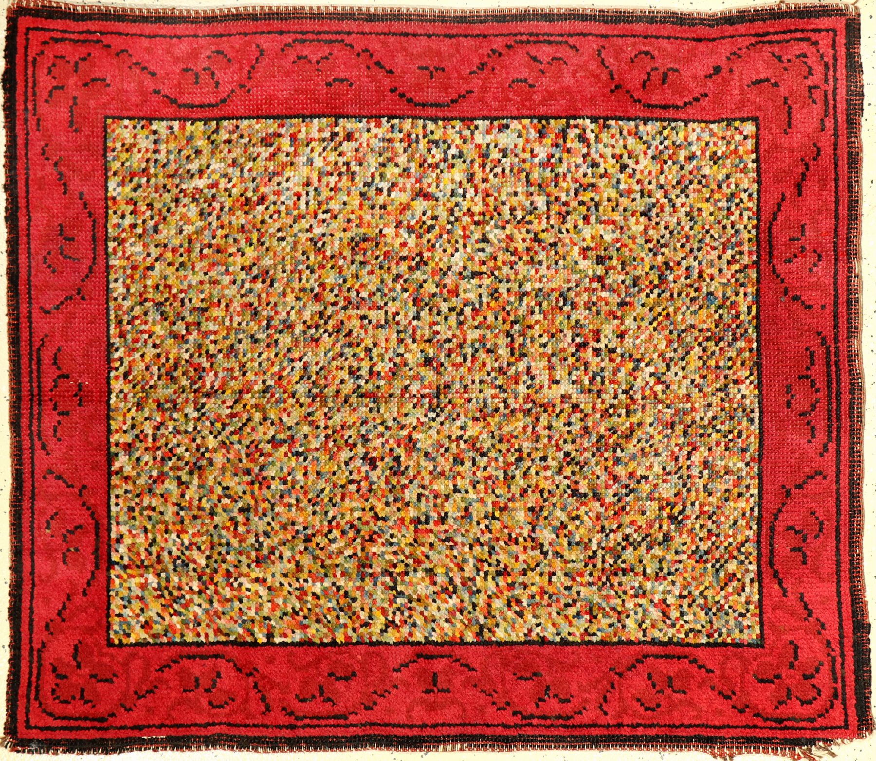 Seltener europäischer "Jugendstil-Teppich" antik (Multicolor Salt & Pepper), Europa, um 1900, Wolle geknüpft auf Wolle. Rarer ...