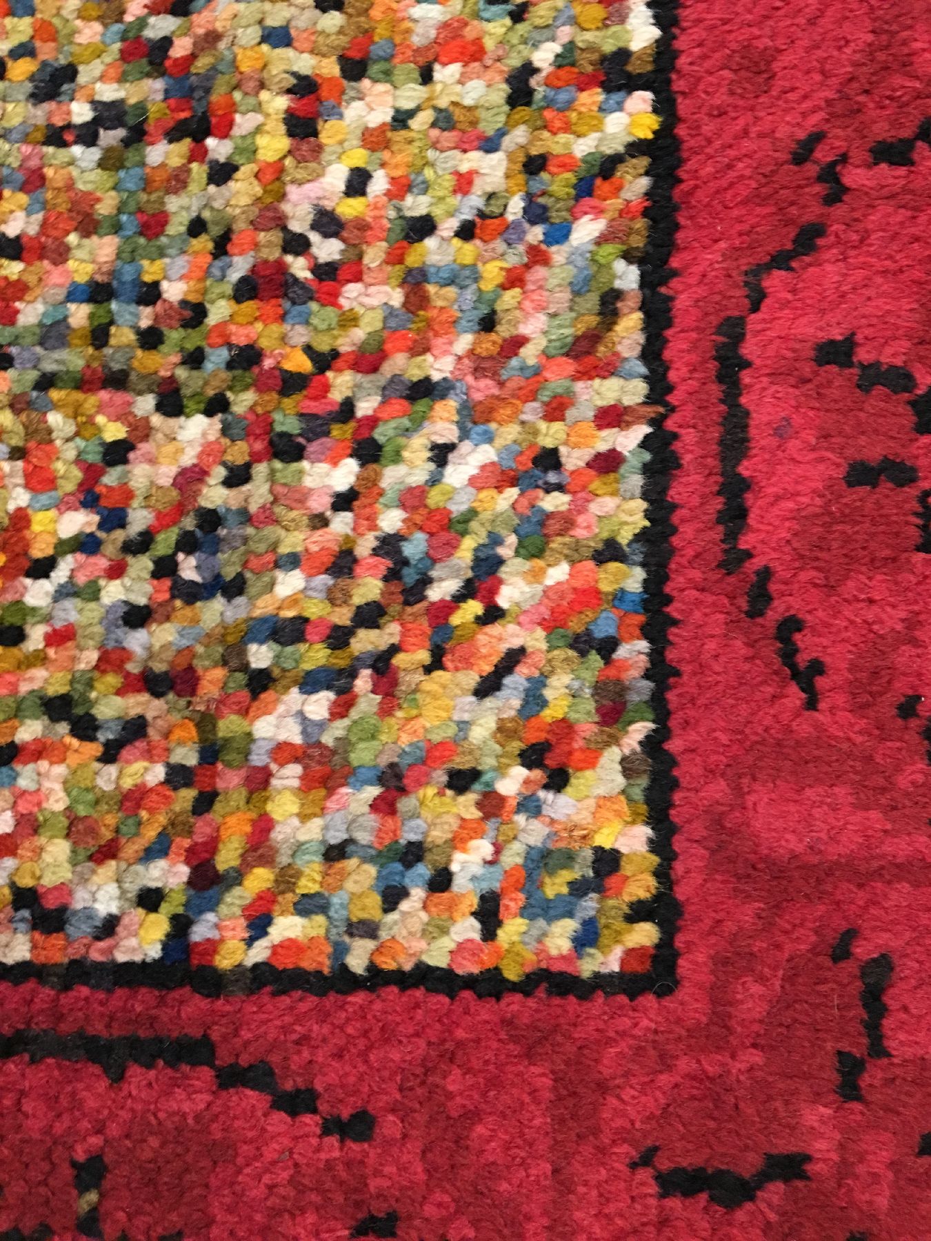 Detail f: Seltener europäischer "Jugendstil-Teppich" antik (Multicolor Salt & Pepper), Europa, um 1900, Wolle geknüpft auf Wolle. Rarer ...