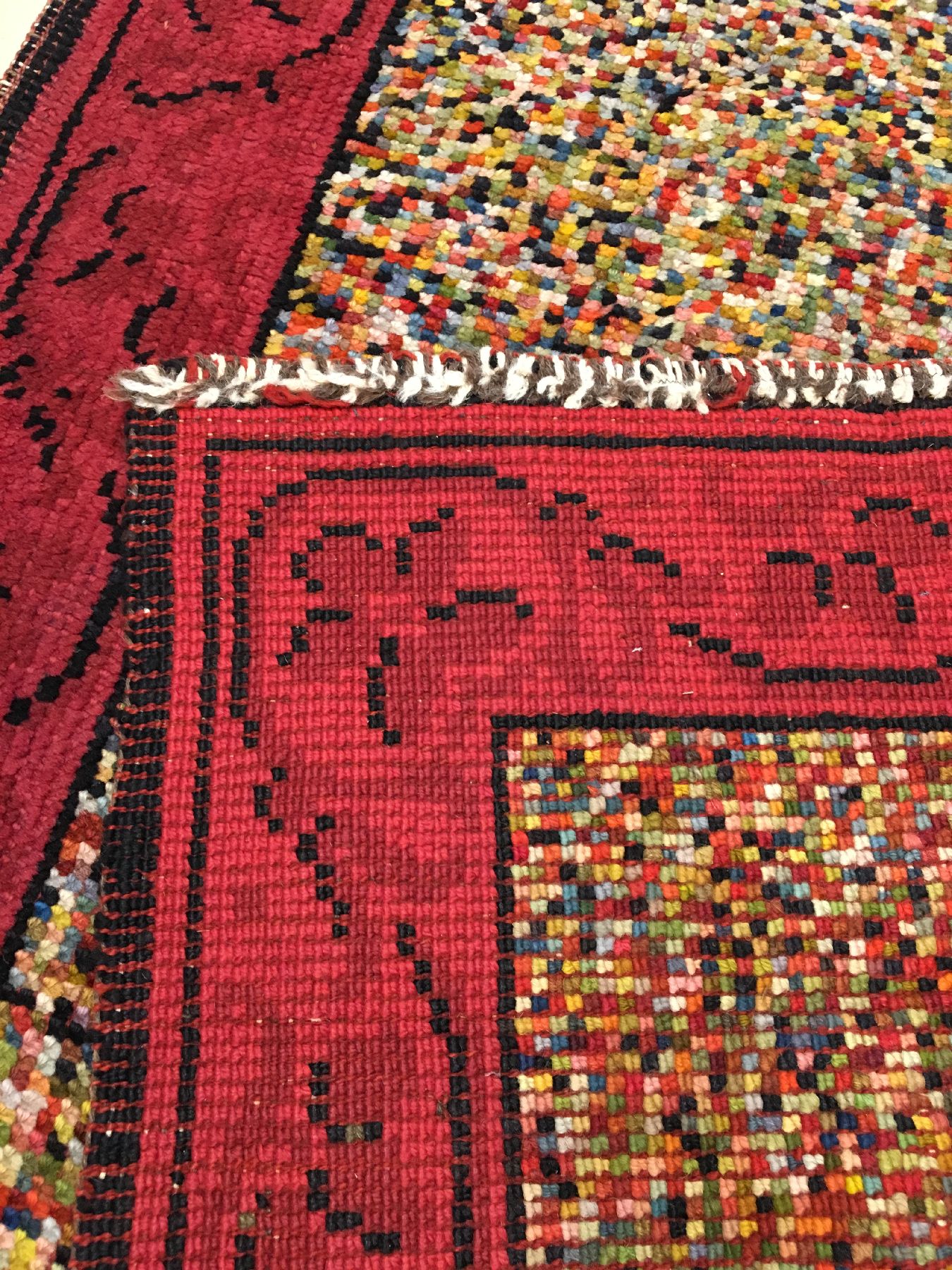 Detail g: Seltener europäischer "Jugendstil-Teppich" antik (Multicolor Salt & Pepper), Europa, um 1900, Wolle geknüpft auf Wolle. Rarer ...