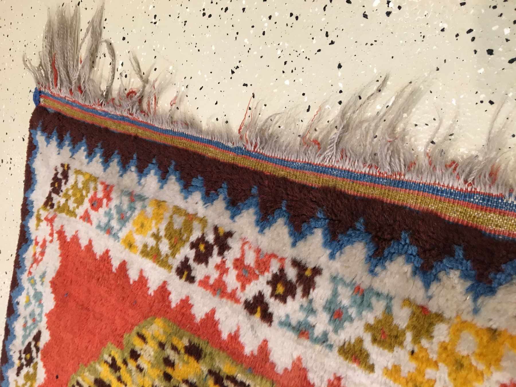 Detail f: Gaschgai "Löwen-Gabbeh" antik (Rückseite mit Mohamarat Regenbogen Muster), Südwestpersien, Ende 19.Jhd., Wolle geknüpft auf Wolle. Ein ...