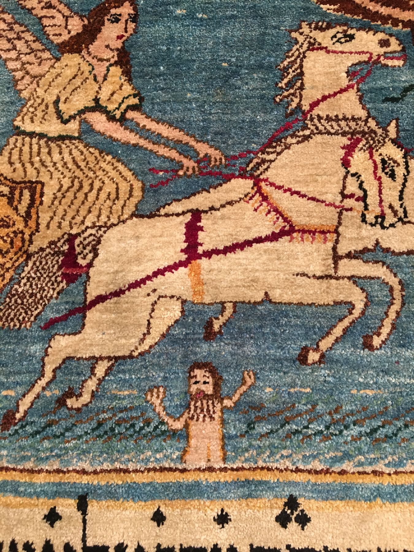 Detail g: Feiner "Judaica" Seiden Keschan antik "Jüdischer-Teppich", Zentralpersien, um 1900, reine Naturseide. Sehr seltener Seiden ...
