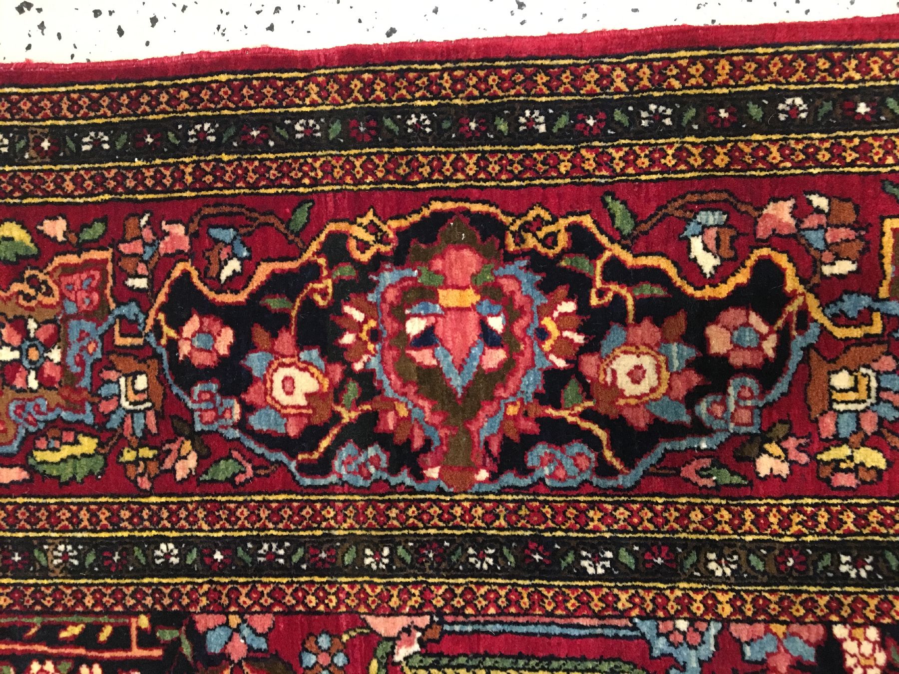 Detail h: Feiner Esfahan "Ahmad" antik (Hadji-Khanumi Design), Zentralpersien, Ende 19.Jhd., Korkwolle geknüpft auf Baumwolle. Bemerkenswert fein ...