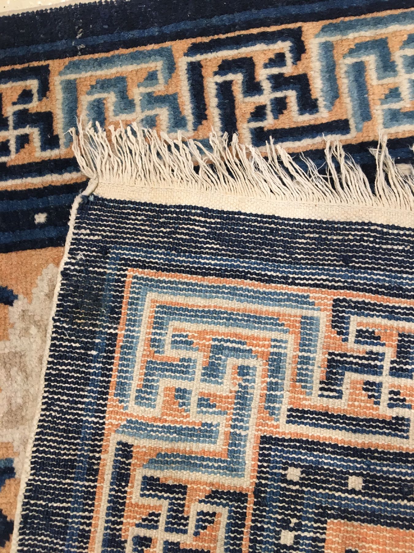 Detail f: Feiner Ning-Hsia antik (Lotus), Westchina, 19.Jhd., Wolle geknüpft auf Baumwolle. Dekorativer und kunstvoll gezeichneter Ning-Hsia mit Lotus ...
