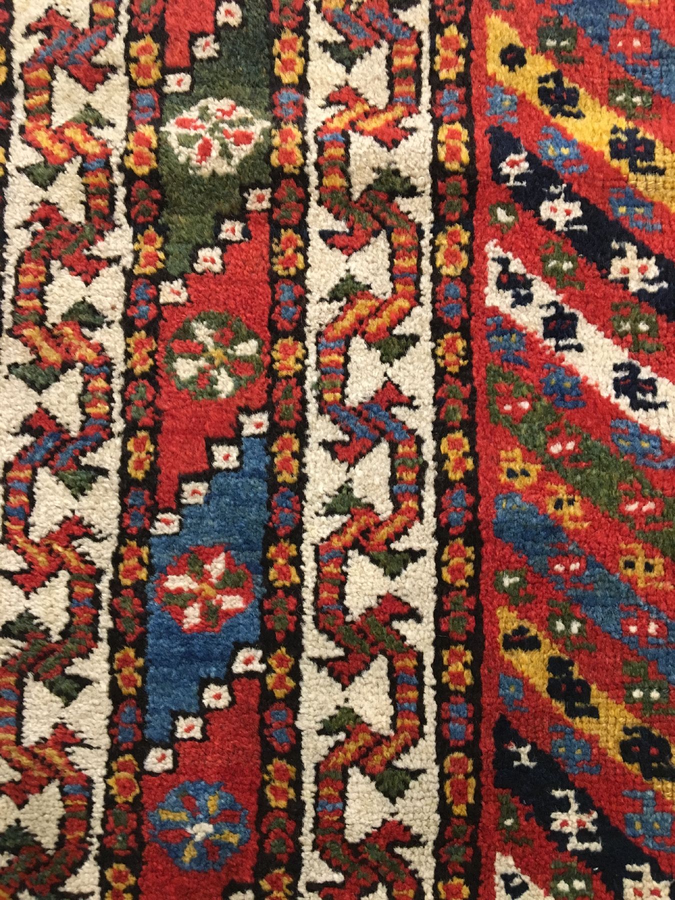 Detail f: Seltener Kurdischer "Streifenteppich" antik, Nordwestpersien, 19.Jhd., Wolle geknüpft auf Wolle. Farbenfroher kurdischer Teppich mit ...