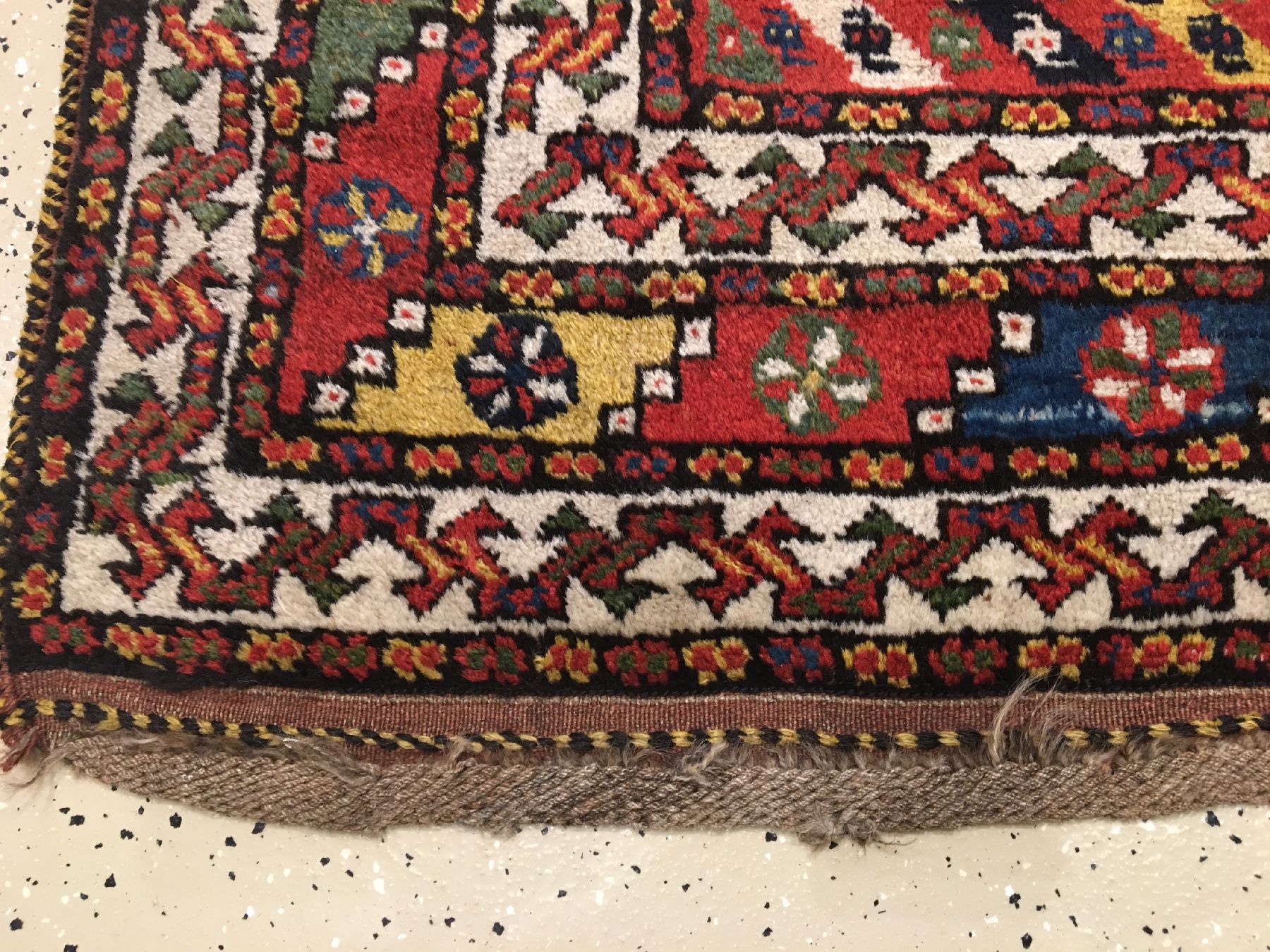 Detail h: Seltener Kurdischer "Streifenteppich" antik, Nordwestpersien, 19.Jhd., Wolle geknüpft auf Wolle. Farbenfroher kurdischer Teppich mit ...