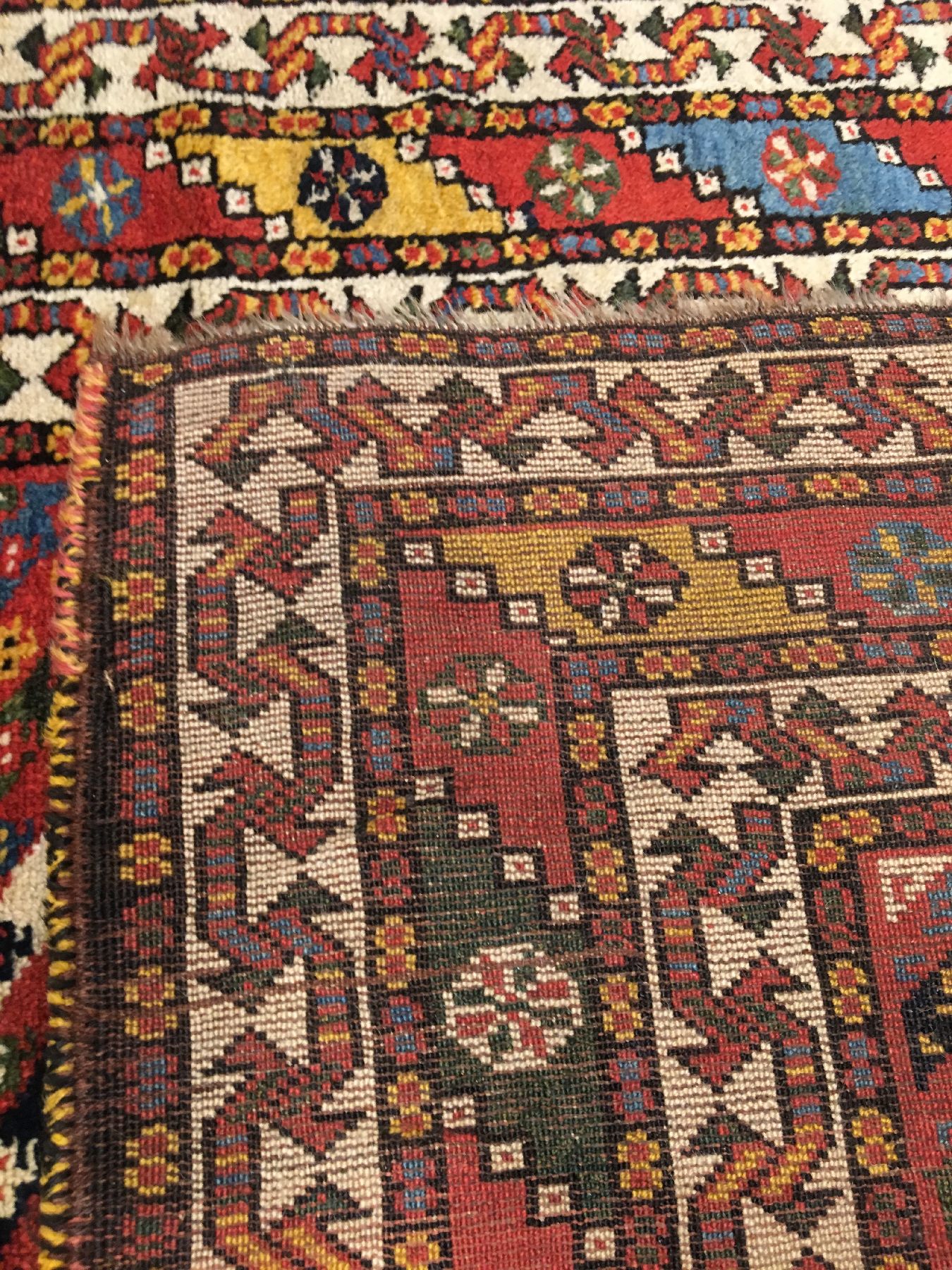 Detail i: Seltener Kurdischer "Streifenteppich" antik, Nordwestpersien, 19.Jhd., Wolle geknüpft auf Wolle. Farbenfroher kurdischer Teppich mit ...