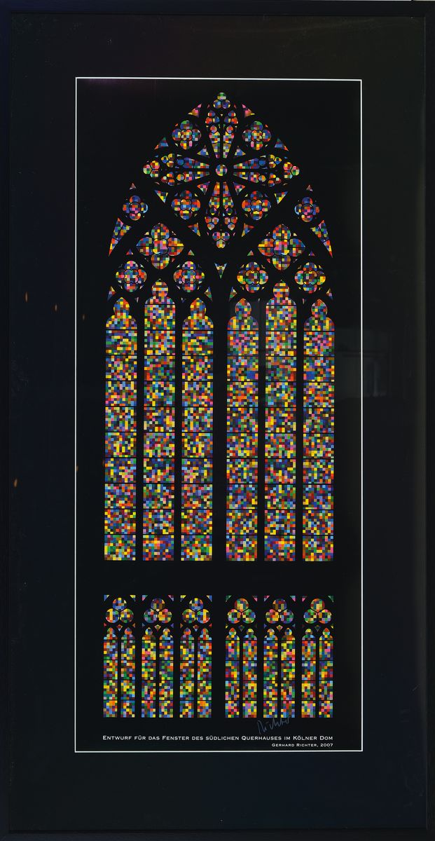 Gerhard Richter, geb. 1932, Offset auf Hochglanzpapier, "Domfenster (Köln)", Gefälligkeit-signatur, Hrsg. Kölner Dom, nur noch wenige ...