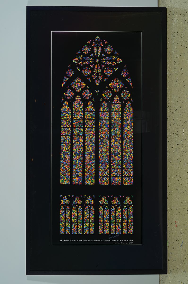 Detail k: Gerhard Richter, geb. 1932, Offset auf Hochglanzpapier, "Domfenster (Köln)", Gefälligkeit-signatur, Hrsg. Kölner Dom, nur noch wenige ...