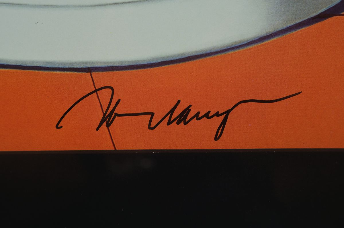 Detail a: Mel Ramos, geb. 1935, Gallerie D'Arte Maggiore, Offset auf glänzendem Papier, re. u. handsigniert, ca. 67 x 47 cm, unter Glas, Rahmen: 94.5x 64 ...