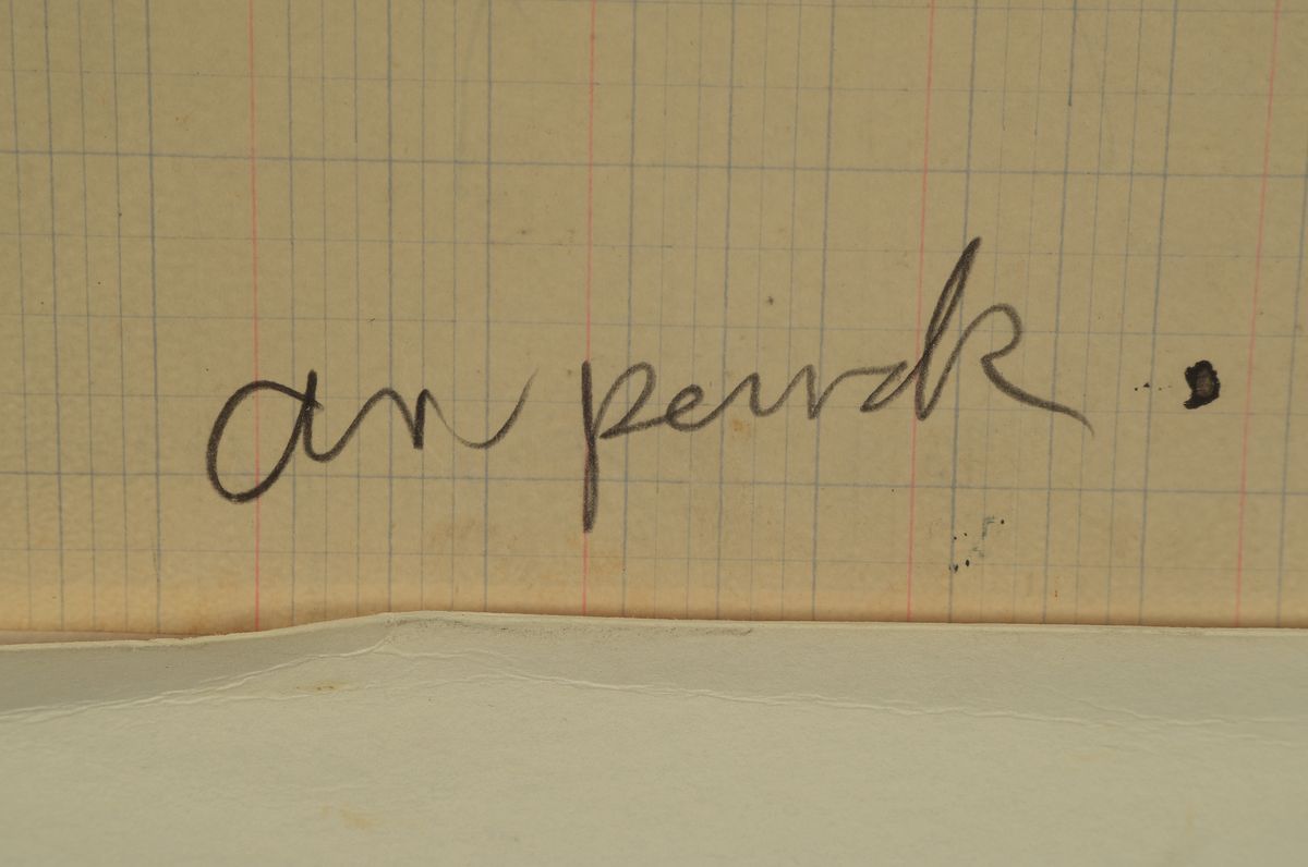 Detail a: A.R. Penck, 1939- 2017, Tuschfederzeichnung/Skizze auf liniertem Papier, handsigniert, Blattgr. 29.5 x 21 cm/ 54.5 x 42 cm, unter Glas, (kl. ...