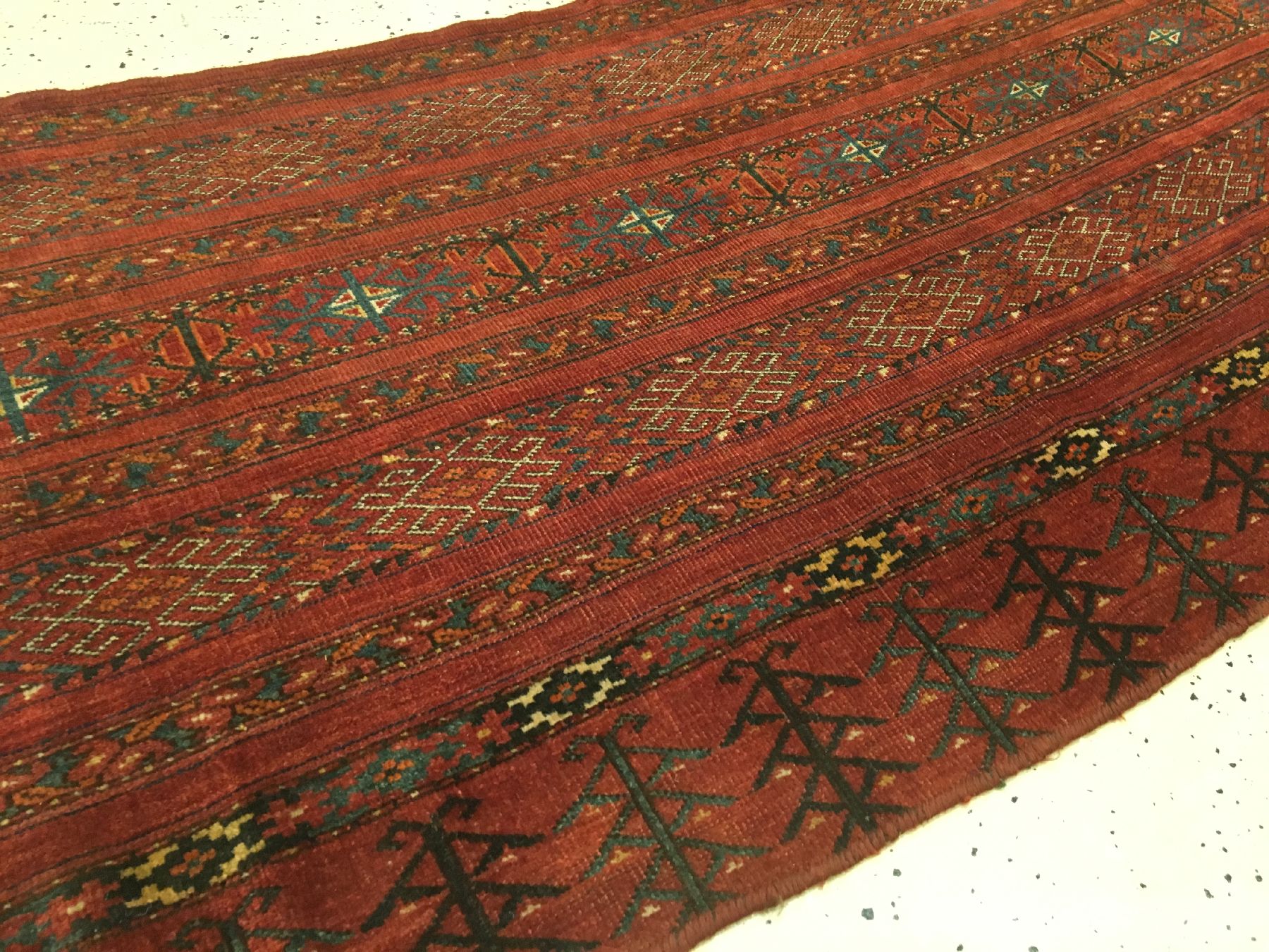 Detail a: Ersari "Tschowal" antik, Turkmenistan Amu-Darja Gebiet, 19.Jhd., Wolle geknüpft auf Wolle/Ziegenhaar. Seltener Tschowal der Ersaren mit ...