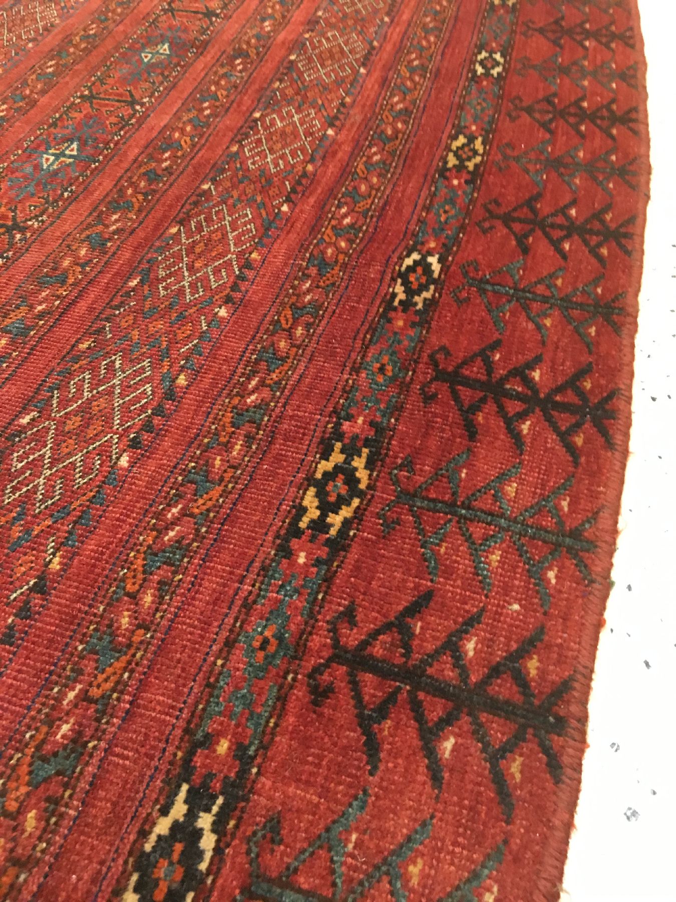 Detail b: Ersari "Tschowal" antik, Turkmenistan Amu-Darja Gebiet, 19.Jhd., Wolle geknüpft auf Wolle/Ziegenhaar. Seltener Tschowal der Ersaren mit ...