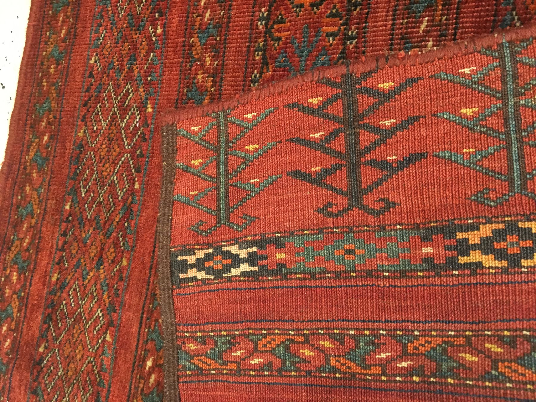 Detail f: Ersari "Tschowal" antik, Turkmenistan Amu-Darja Gebiet, 19.Jhd., Wolle geknüpft auf Wolle/Ziegenhaar. Seltener Tschowal der Ersaren mit ...