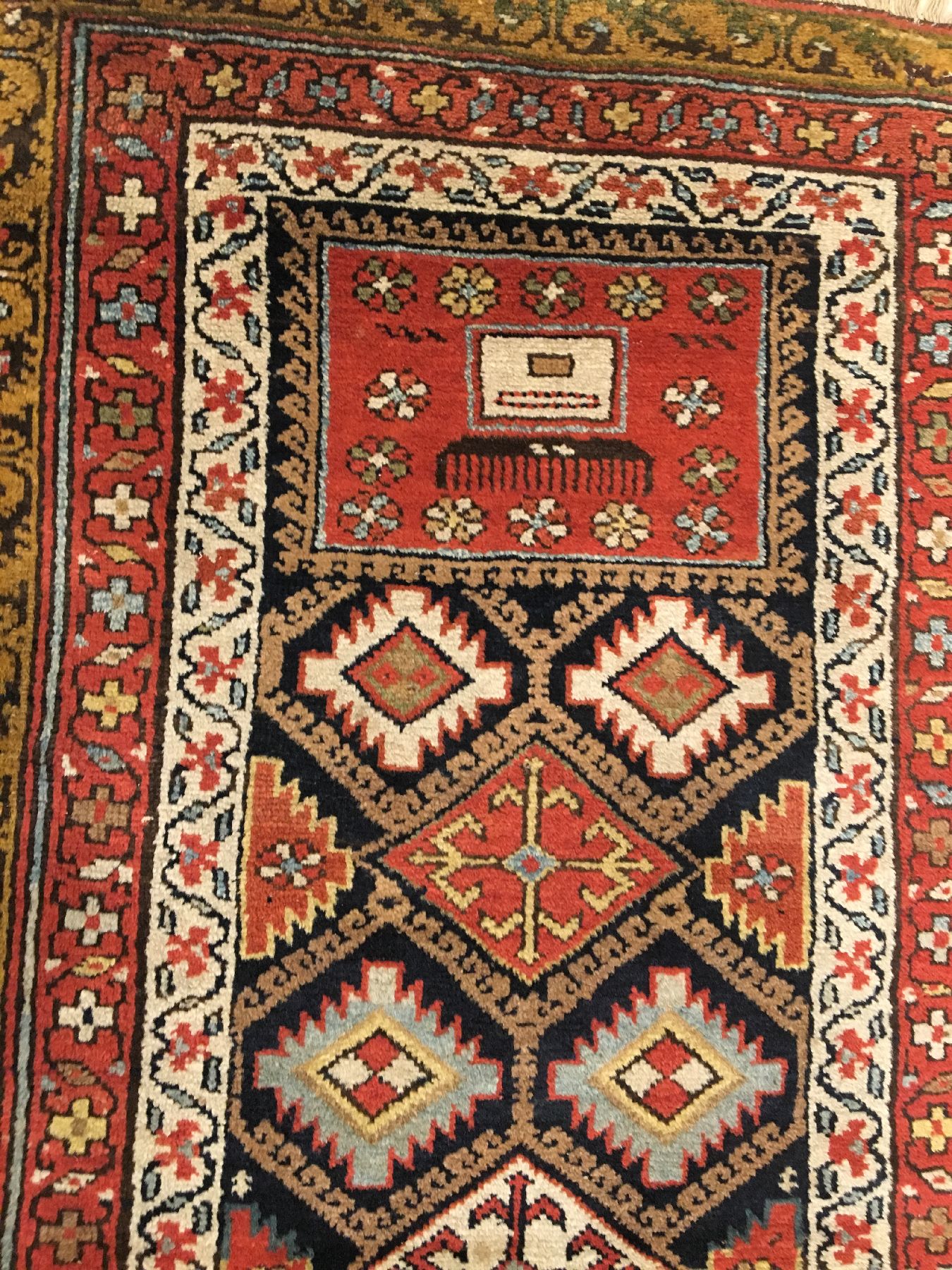 Detail c: Kleiner kurdischer "Gebetsteppich" antik, Nordwestpersien, Ende 19.Jhd., Wolle geknüpft auf Wolle. Feiner kurdischer Gebetsteppich mit ...