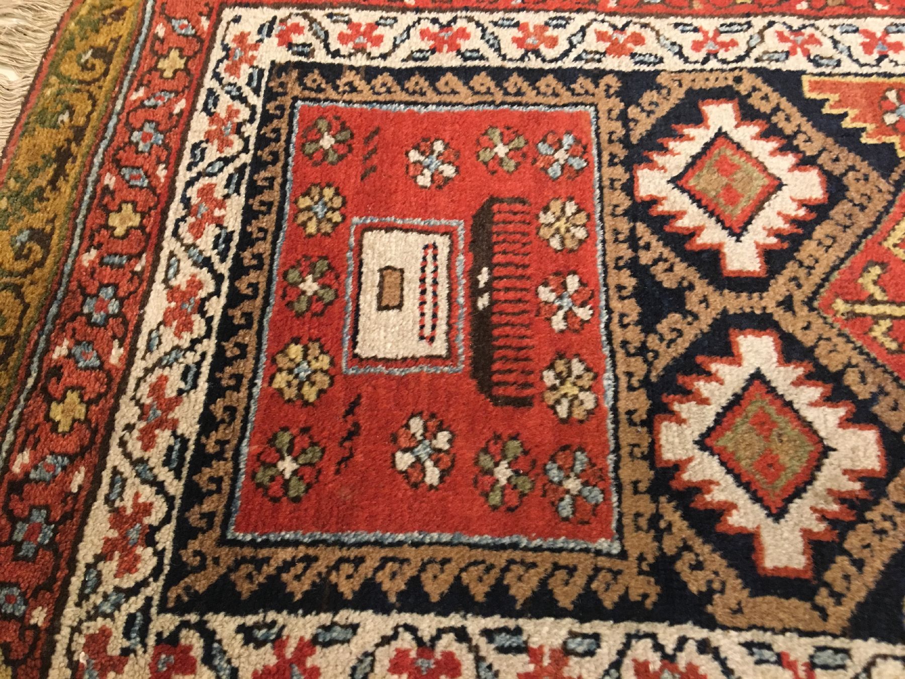Detail d: Kleiner kurdischer "Gebetsteppich" antik, Nordwestpersien, Ende 19.Jhd., Wolle geknüpft auf Wolle. Feiner kurdischer Gebetsteppich mit ...