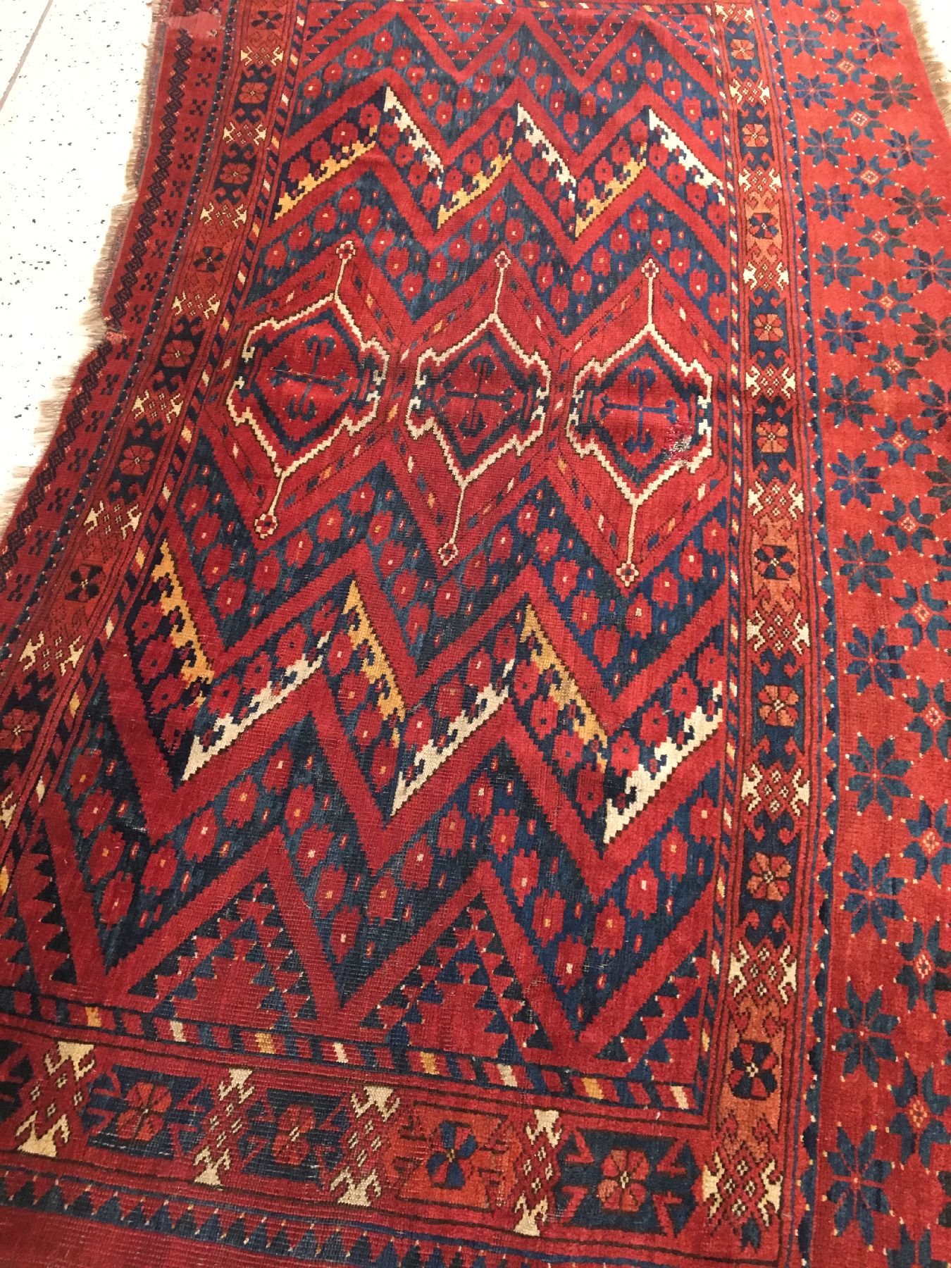Detail a: Ersari "Tschowal" antik, Turkmenistan Amu-Darja Region, frühes 19.Jhd., Wolle geknüpft auf Wolle/Ziegenhaar. Früher Tschowal aus der ...