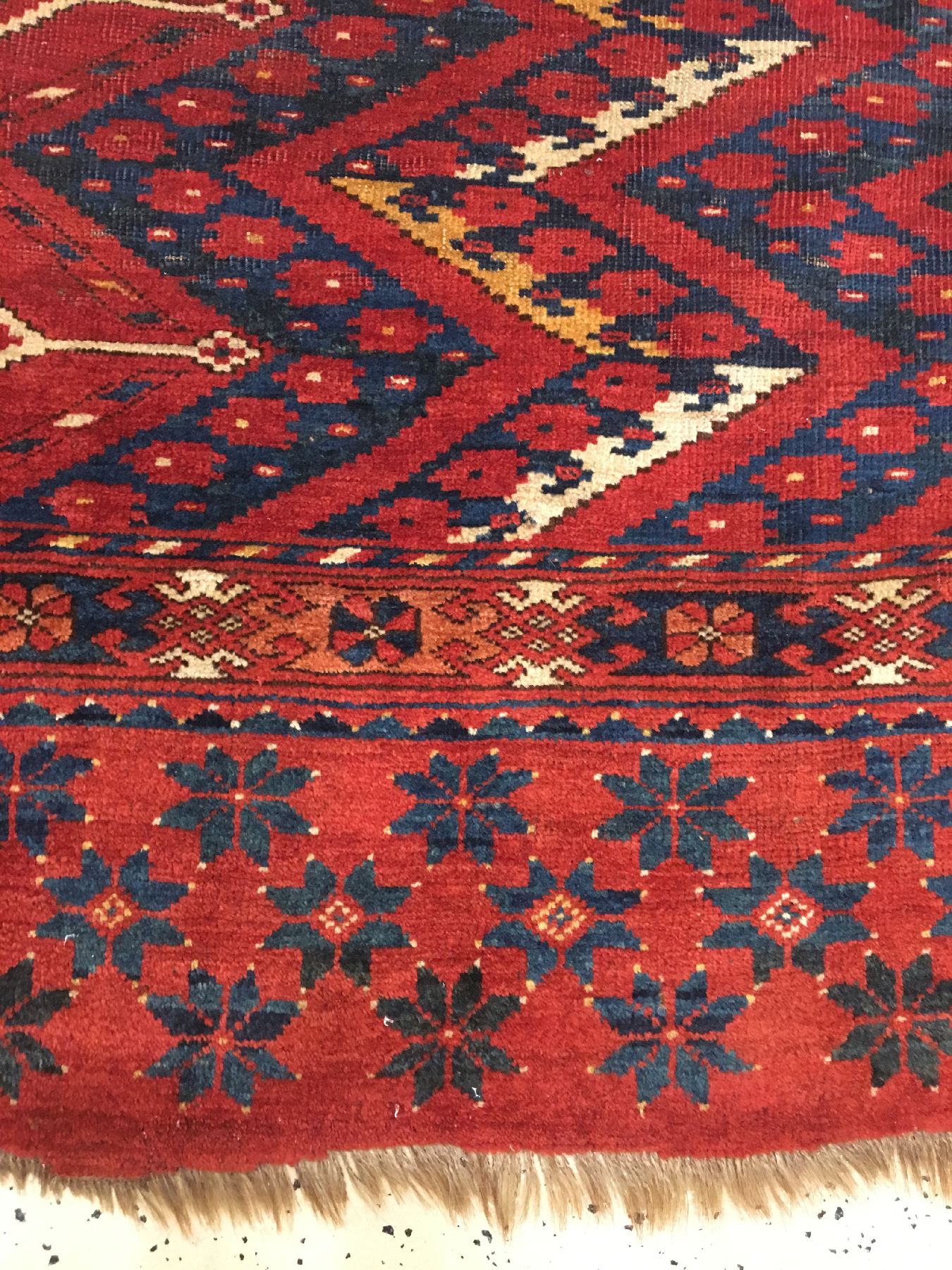 Detail c: Ersari "Tschowal" antik, Turkmenistan Amu-Darja Region, frühes 19.Jhd., Wolle geknüpft auf Wolle/Ziegenhaar. Früher Tschowal aus der ...