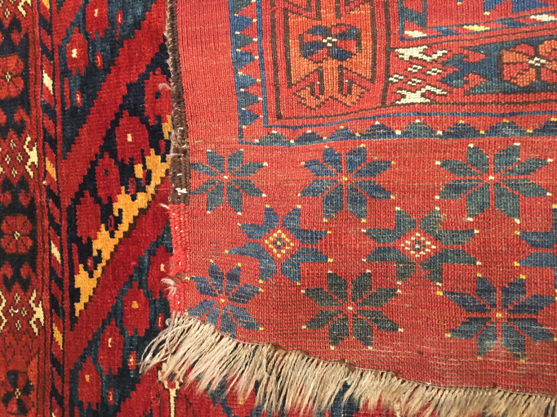Detail i: Ersari "Tschowal" antik, Turkmenistan Amu-Darja Region, frühes 19.Jhd., Wolle geknüpft auf Wolle/Ziegenhaar. Früher Tschowal aus der ...