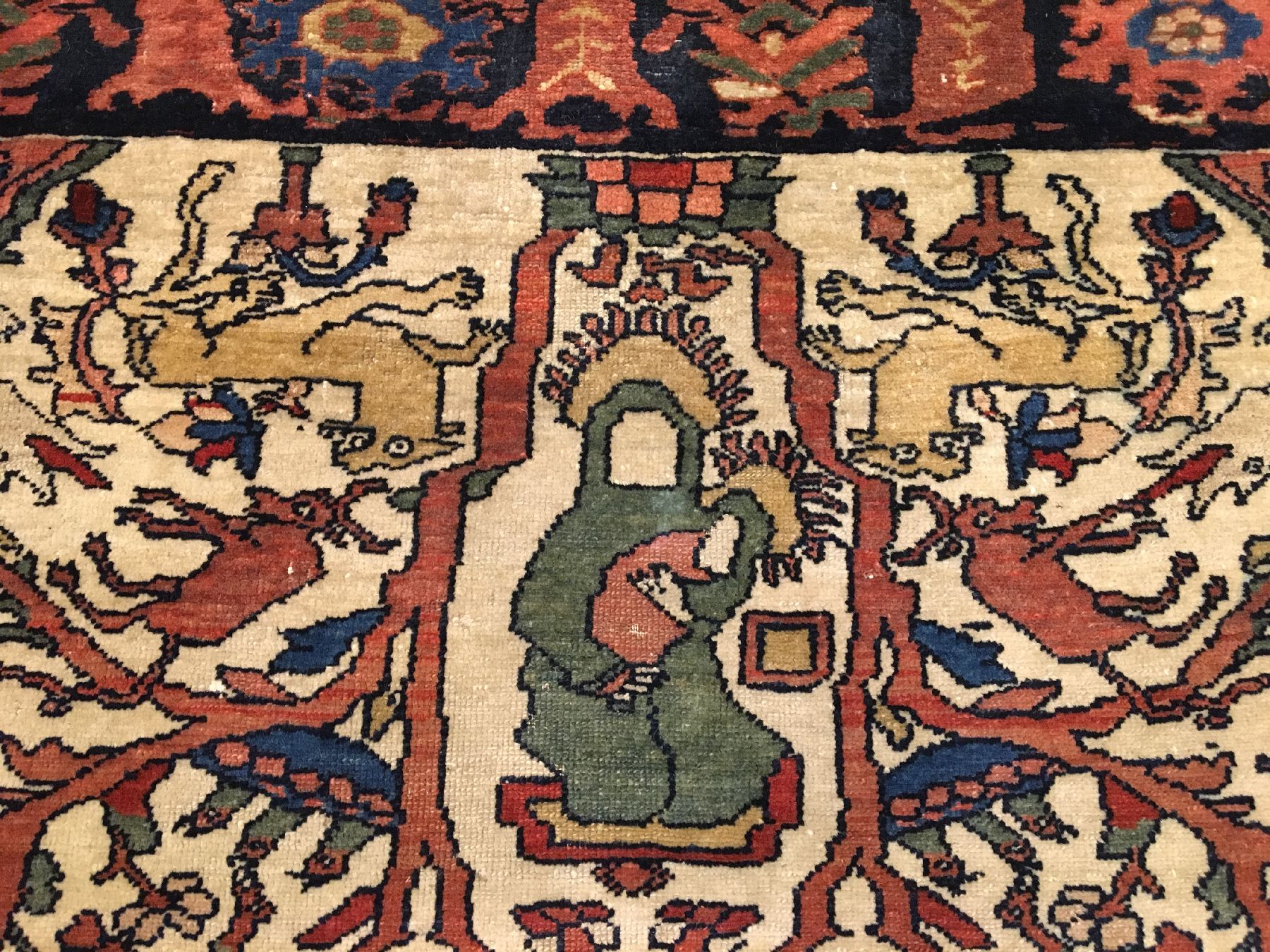 Detail c: Sehr feiner Mischan Malayer antik (Maria & Jesus), Westpersien, 19.Jhd., Korkwolle geknüpft auf Baumwolle. Diese hochfeine Arbeit aus dem Dorf ...