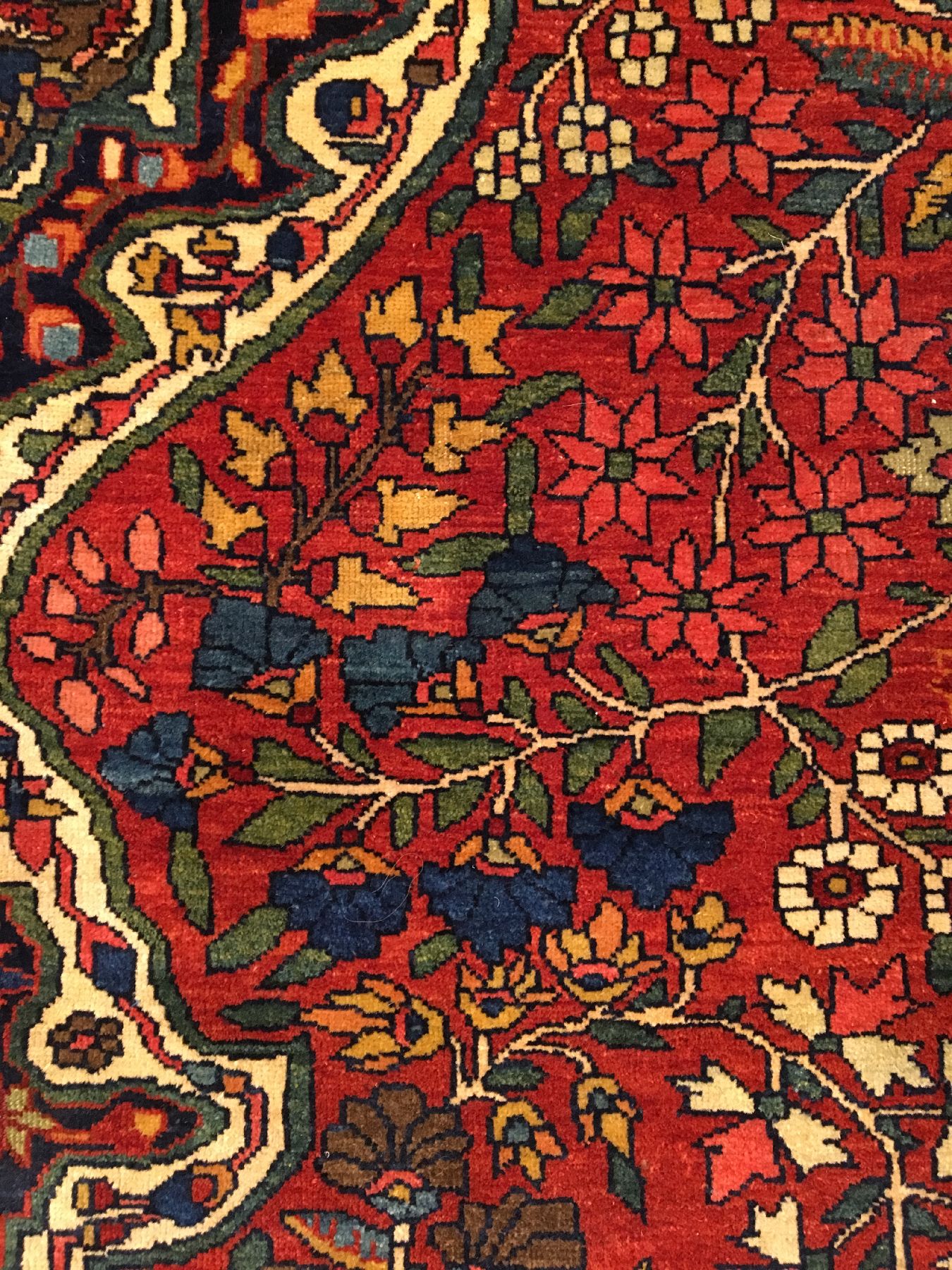 Detail f: Großer feiner Farahan antik, Westpersien, 19.Jhd., Korkwolle geknüpft auf Baumwolle. Hochdekorativer Farahan mit kunstvollen Medaillon Muster. ...