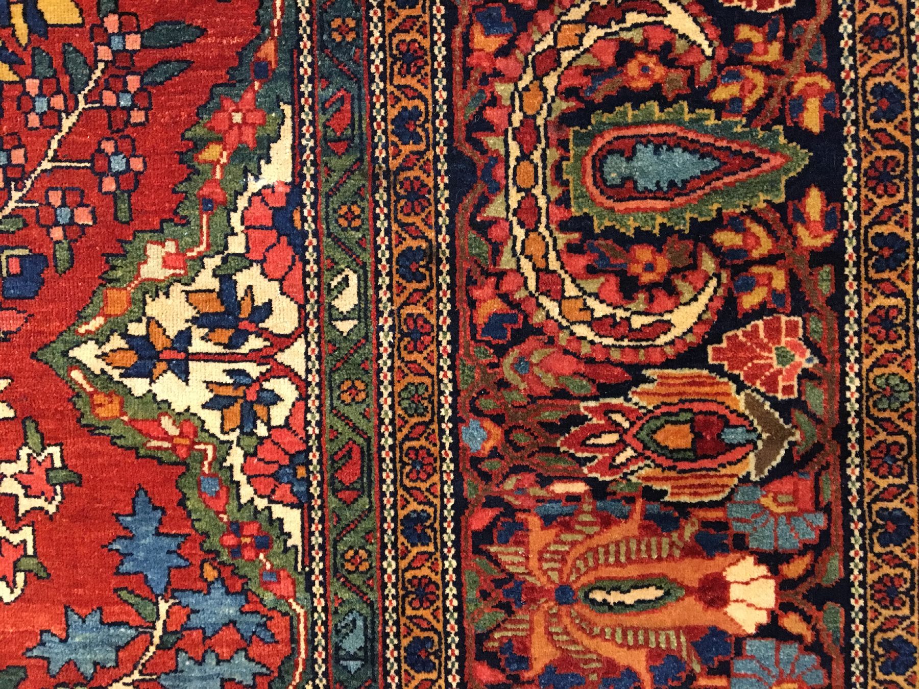 Detail h: Großer feiner Farahan antik, Westpersien, 19.Jhd., Korkwolle geknüpft auf Baumwolle. Hochdekorativer Farahan mit kunstvollen Medaillon Muster. ...