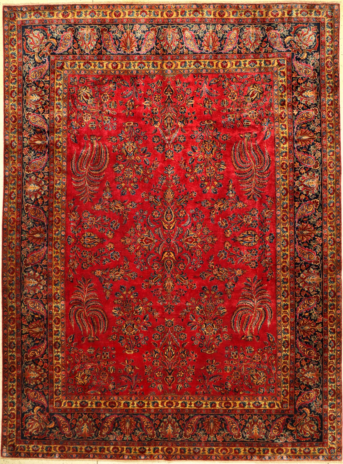 Großer feiner Keschan antik (US Re-Import), Zentralpersien, Ende 19.Jhd., Korkwolle geknüpft auf Baumwolle. Hochwertiger und sehr eleganter US ...