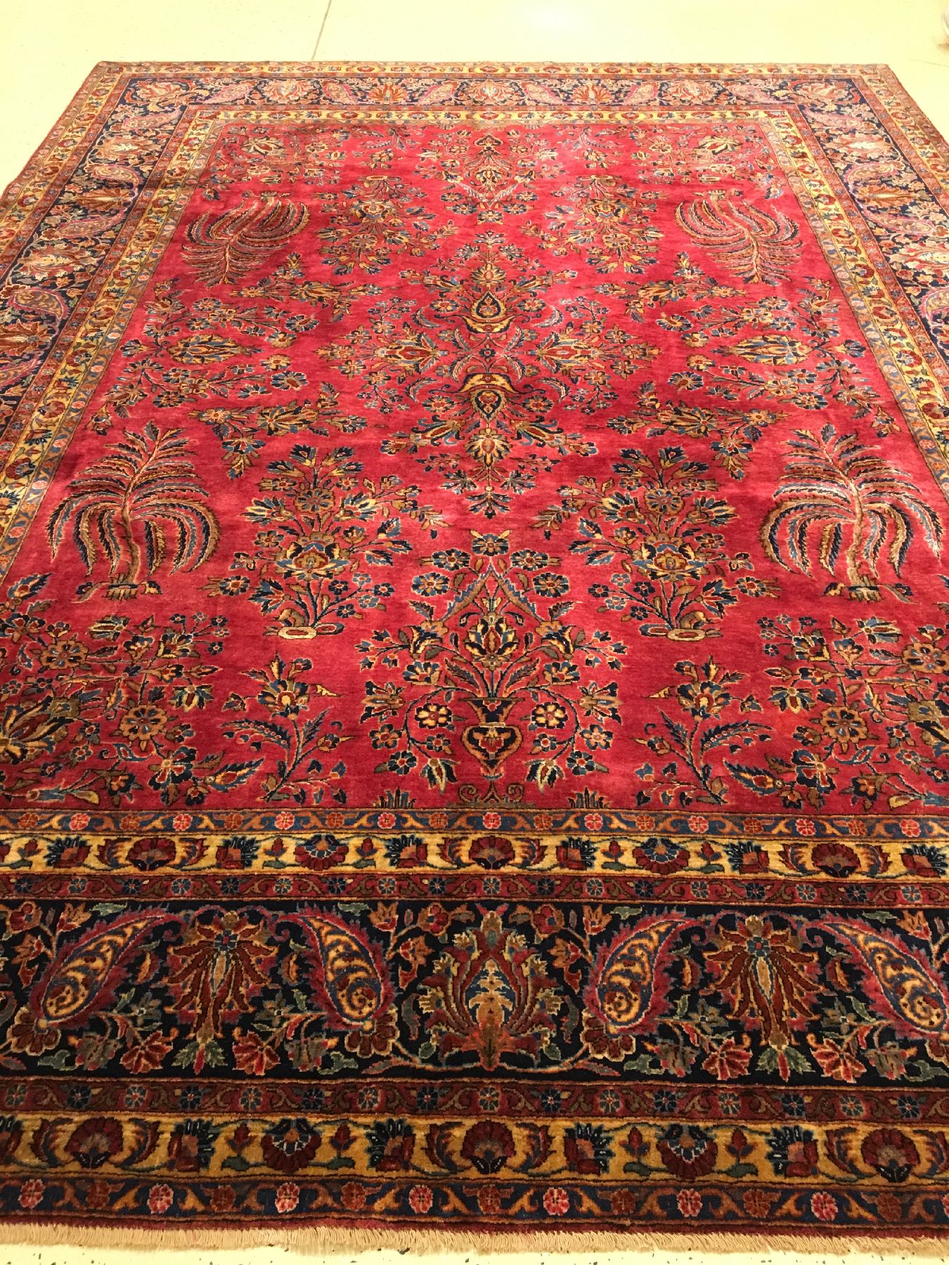 Detail a: Großer feiner Keschan antik (US Re-Import), Zentralpersien, Ende 19.Jhd., Korkwolle geknüpft auf Baumwolle. Hochwertiger und sehr eleganter US ...