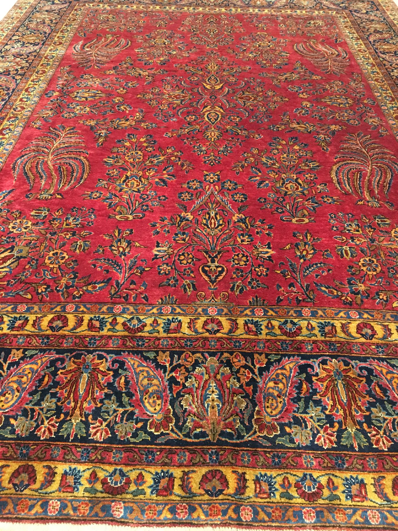 Detail b: Großer feiner Keschan antik (US Re-Import), Zentralpersien, Ende 19.Jhd., Korkwolle geknüpft auf Baumwolle. Hochwertiger und sehr eleganter US ...