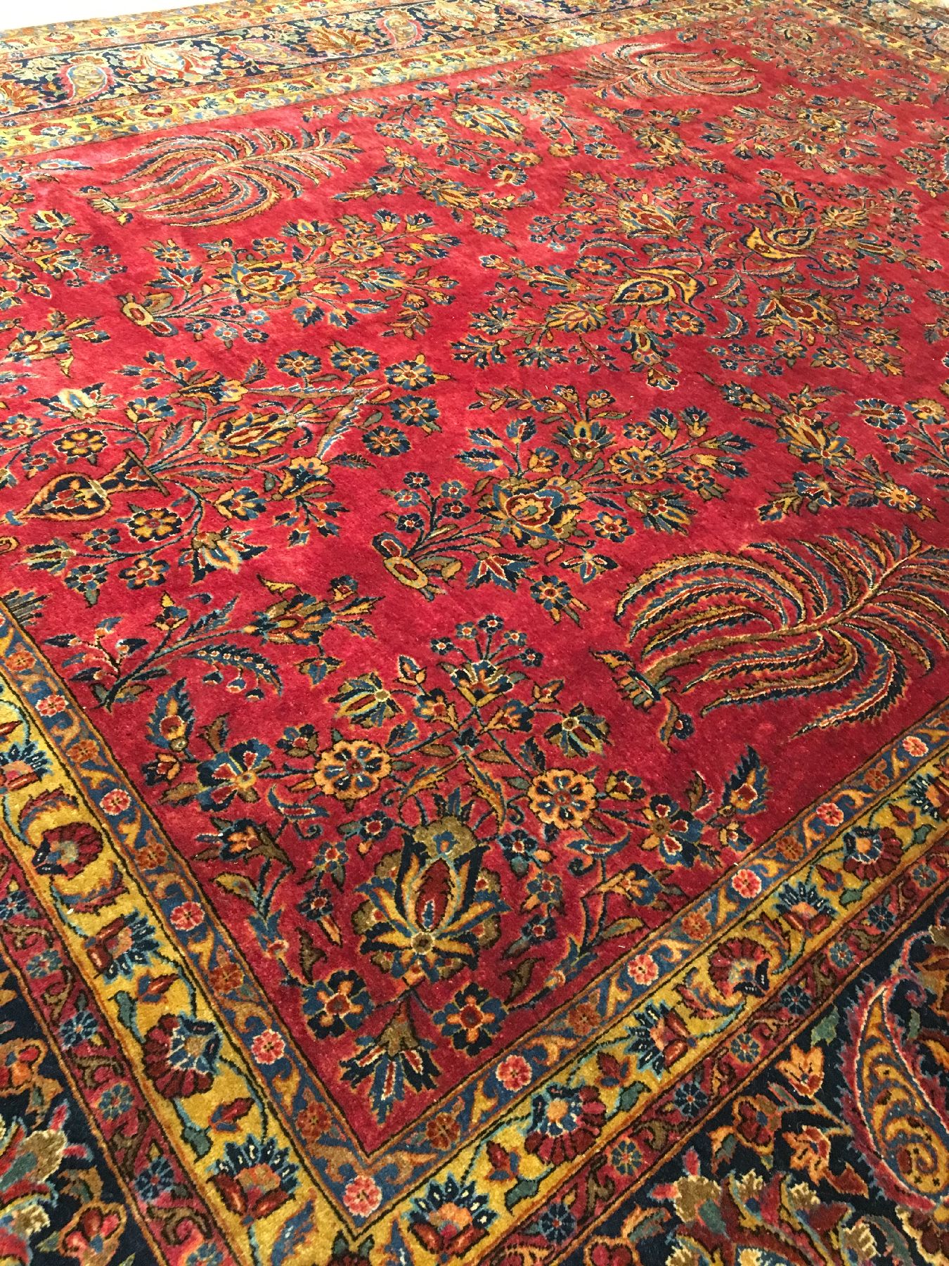 Detail c: Großer feiner Keschan antik (US Re-Import), Zentralpersien, Ende 19.Jhd., Korkwolle geknüpft auf Baumwolle. Hochwertiger und sehr eleganter US ...