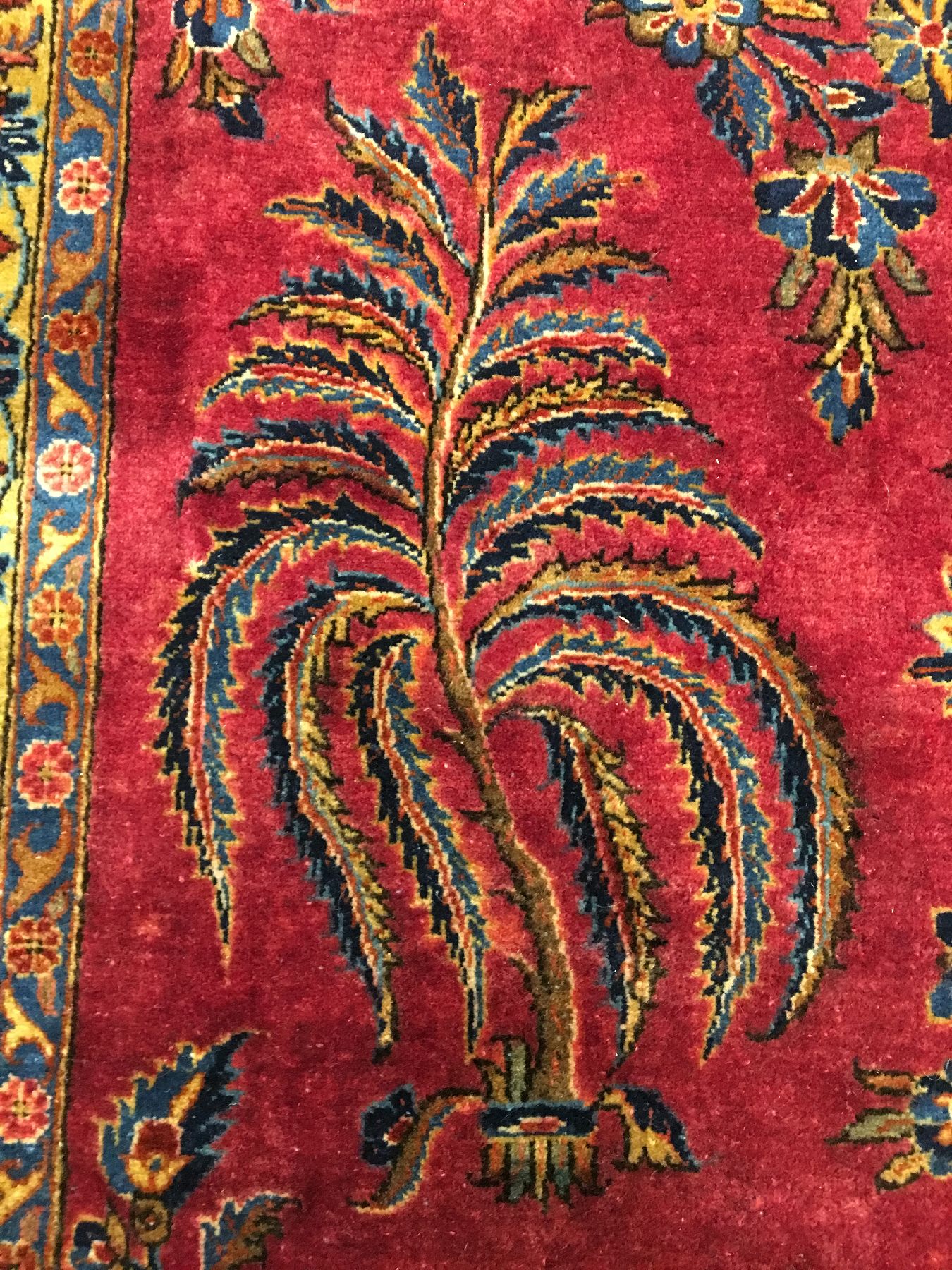 Detail e: Großer feiner Keschan antik (US Re-Import), Zentralpersien, Ende 19.Jhd., Korkwolle geknüpft auf Baumwolle. Hochwertiger und sehr eleganter US ...
