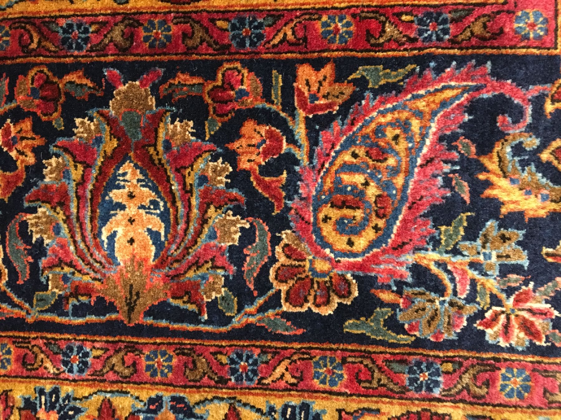 Detail g: Großer feiner Keschan antik (US Re-Import), Zentralpersien, Ende 19.Jhd., Korkwolle geknüpft auf Baumwolle. Hochwertiger und sehr eleganter US ...
